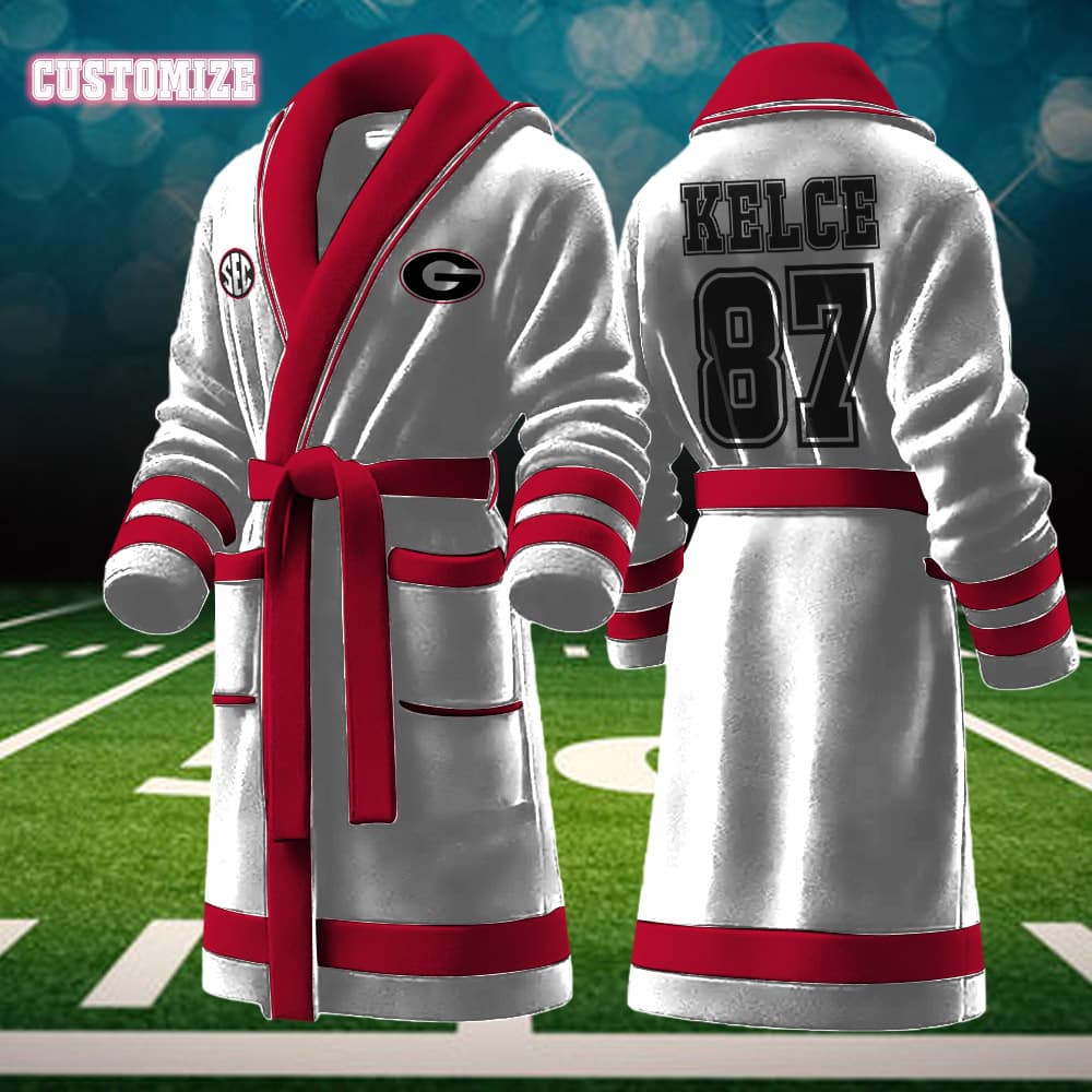 georgia bulldogs ncaa personalized fleece bathrobe zfws1