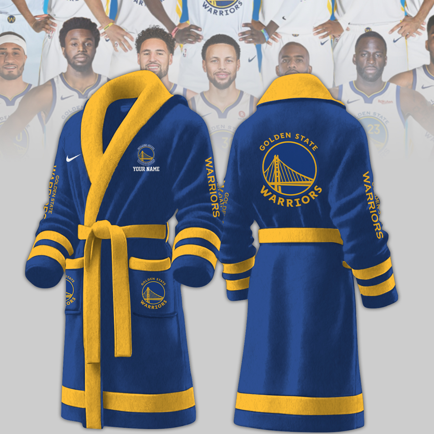 golden state warriors nba personalized fleece bathrobe dtszf