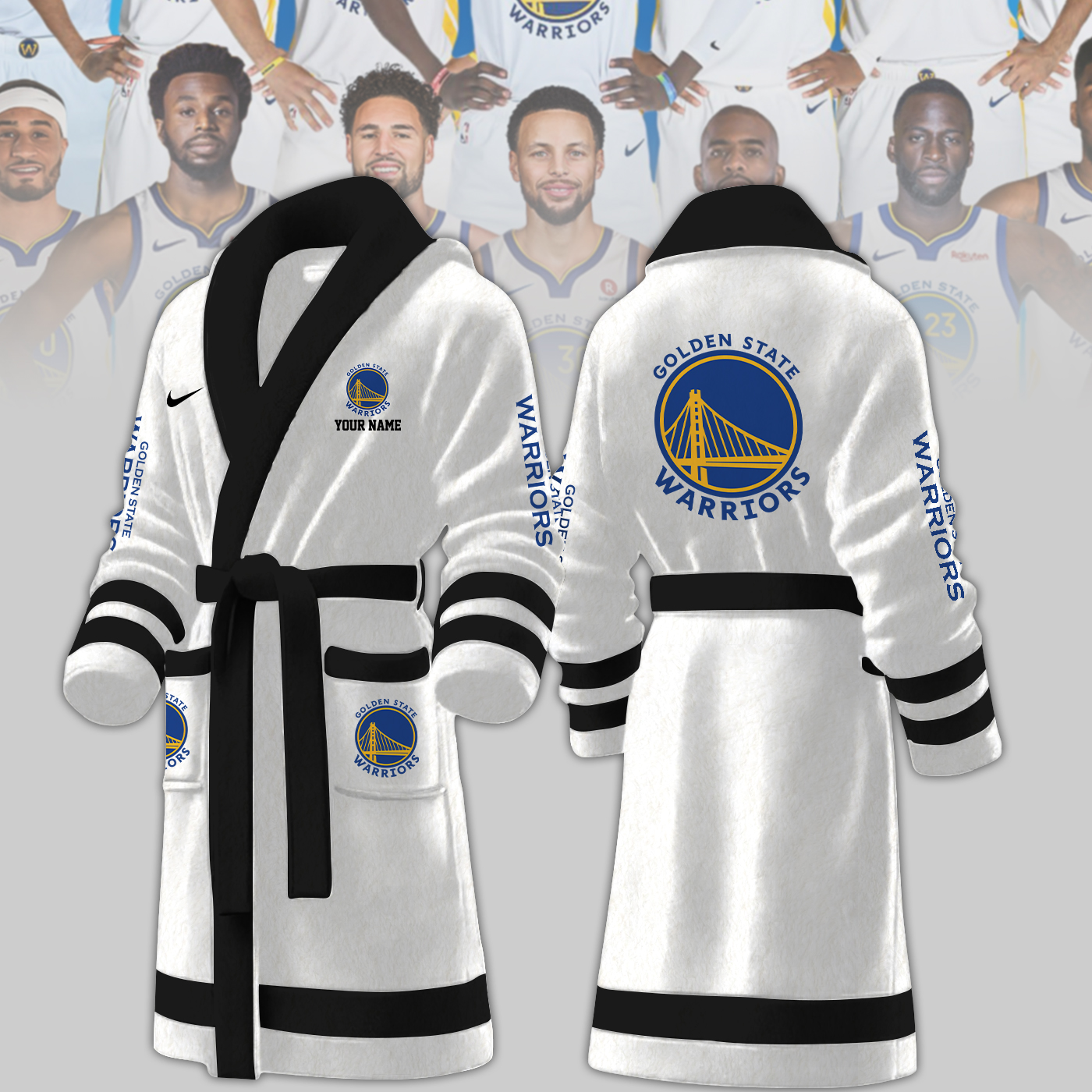 golden state warriors nba personalized fleece bathrobe ejeqa