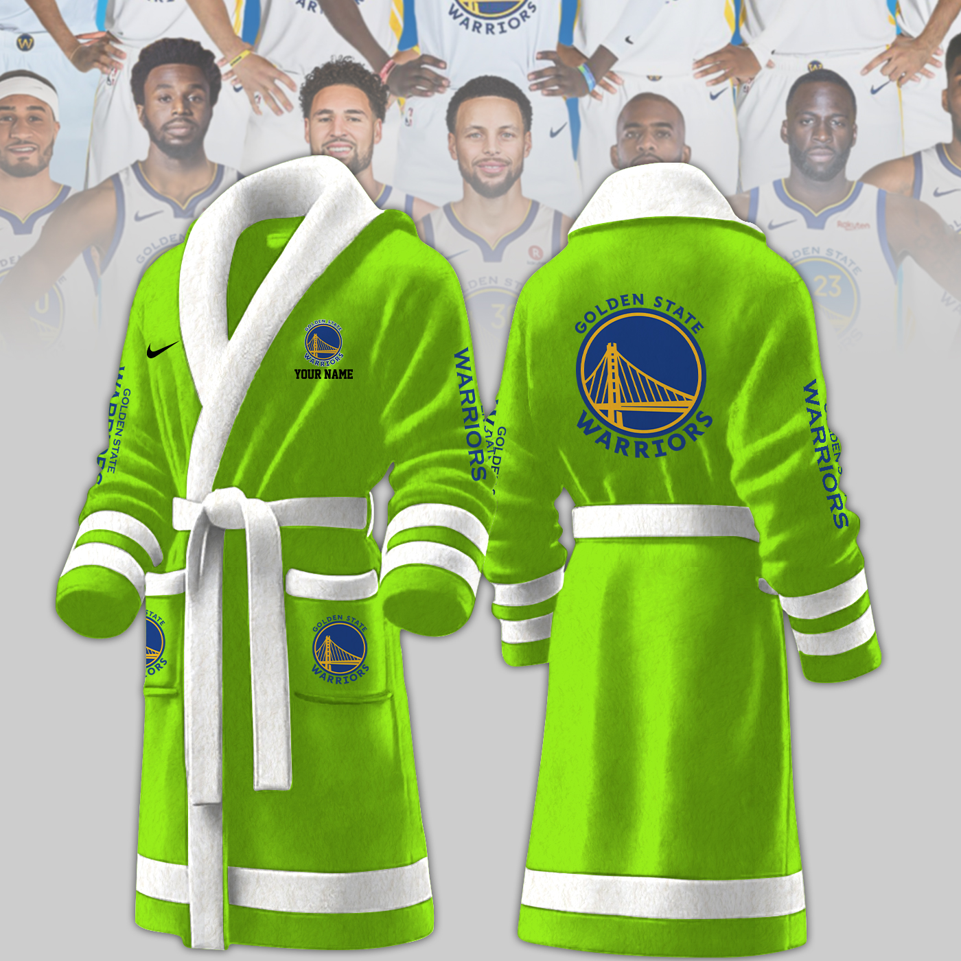 golden state warriors nba personalized fleece bathrobe qipxl