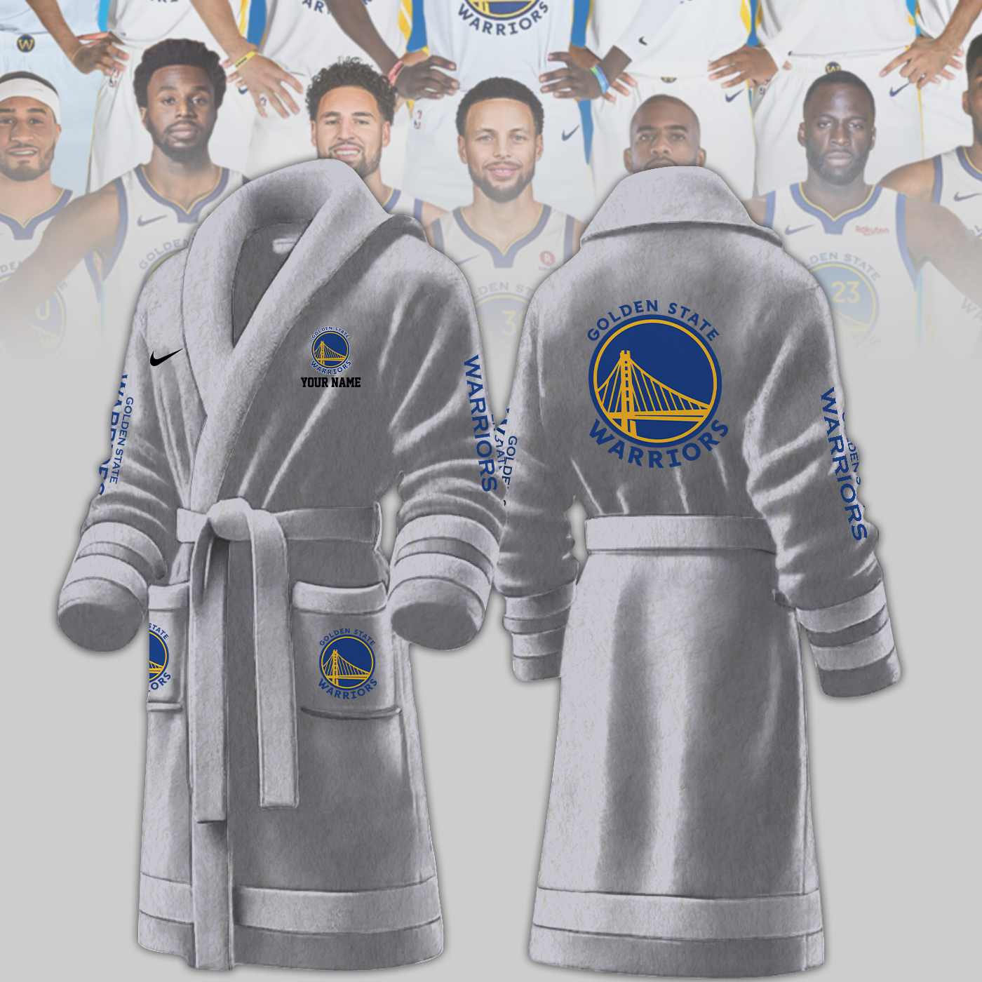 golden state warriors nba personalized fleece bathrobe taq2t