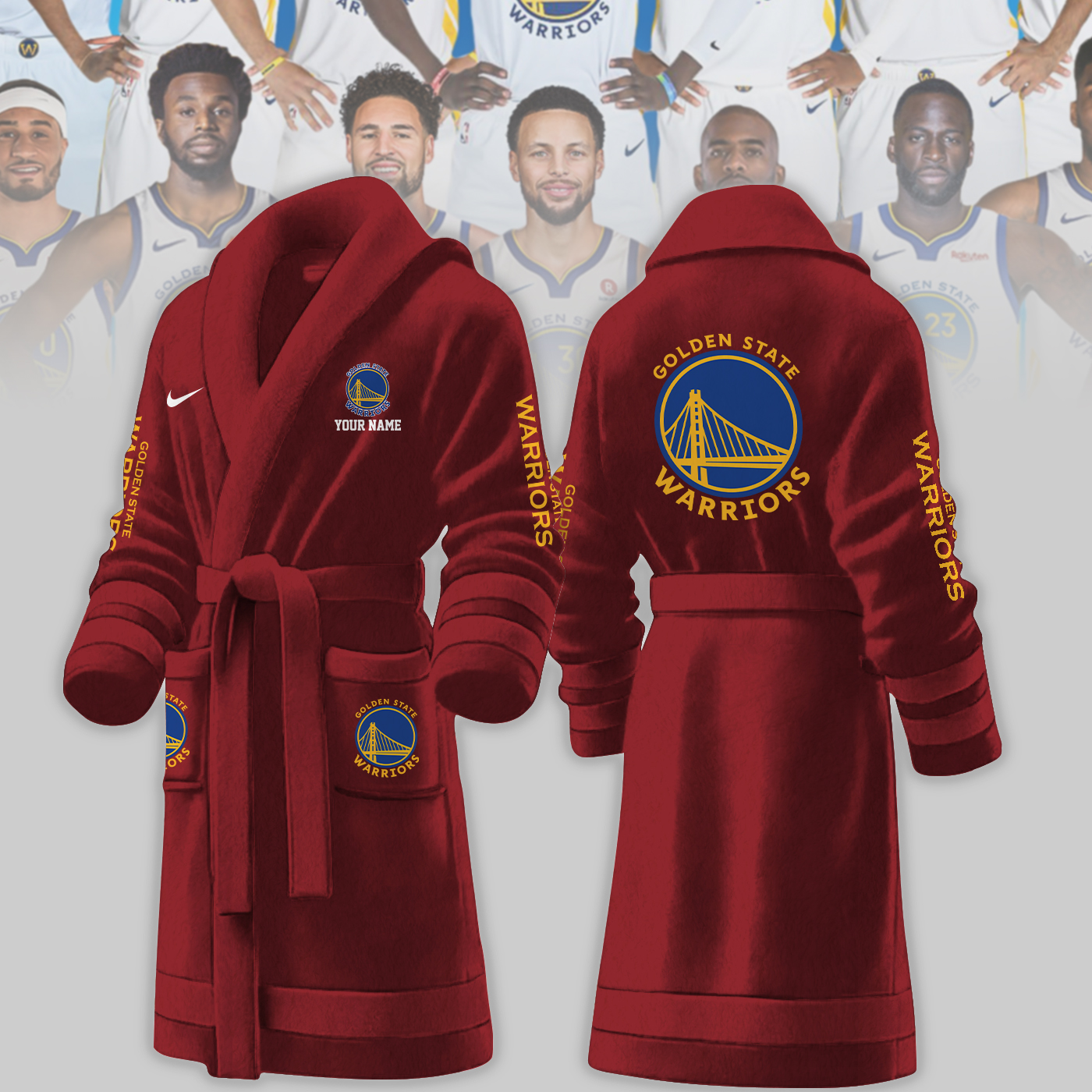 golden state warriors nba personalized fleece bathrobe xh8if