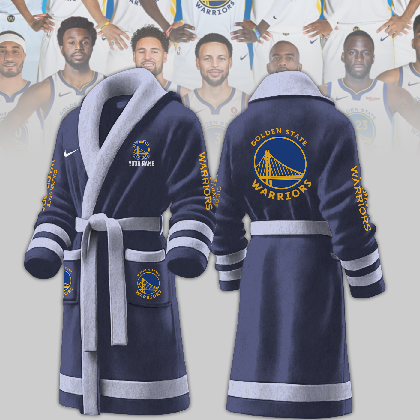 golden state warriors nba personalized fleece bathrobe xpwhx