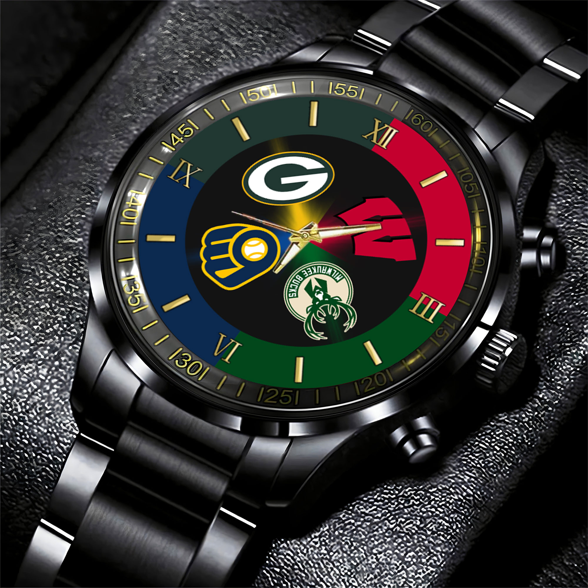 green bay packers nfl black fashion watch custom your name fjnhi