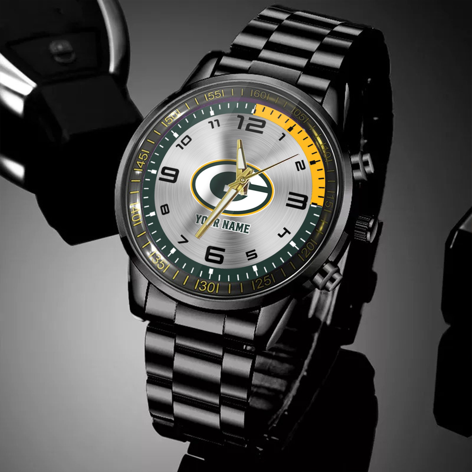 green bay packers nfl personalized black hand watch gifts for fans stwdd