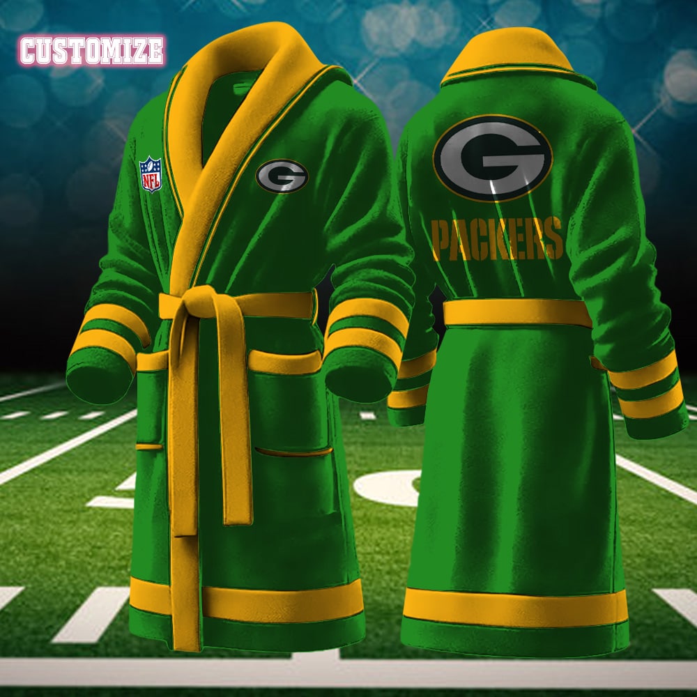 green bay packers nfl personalized fleece bathrobe 9ic0z