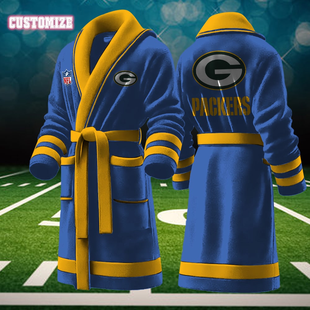 green bay packers nfl personalized fleece bathrobe cktjh