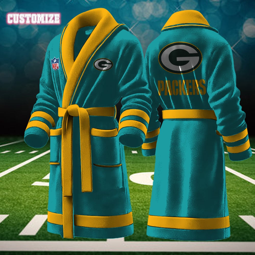 green bay packers nfl personalized fleece bathrobe jvyzv