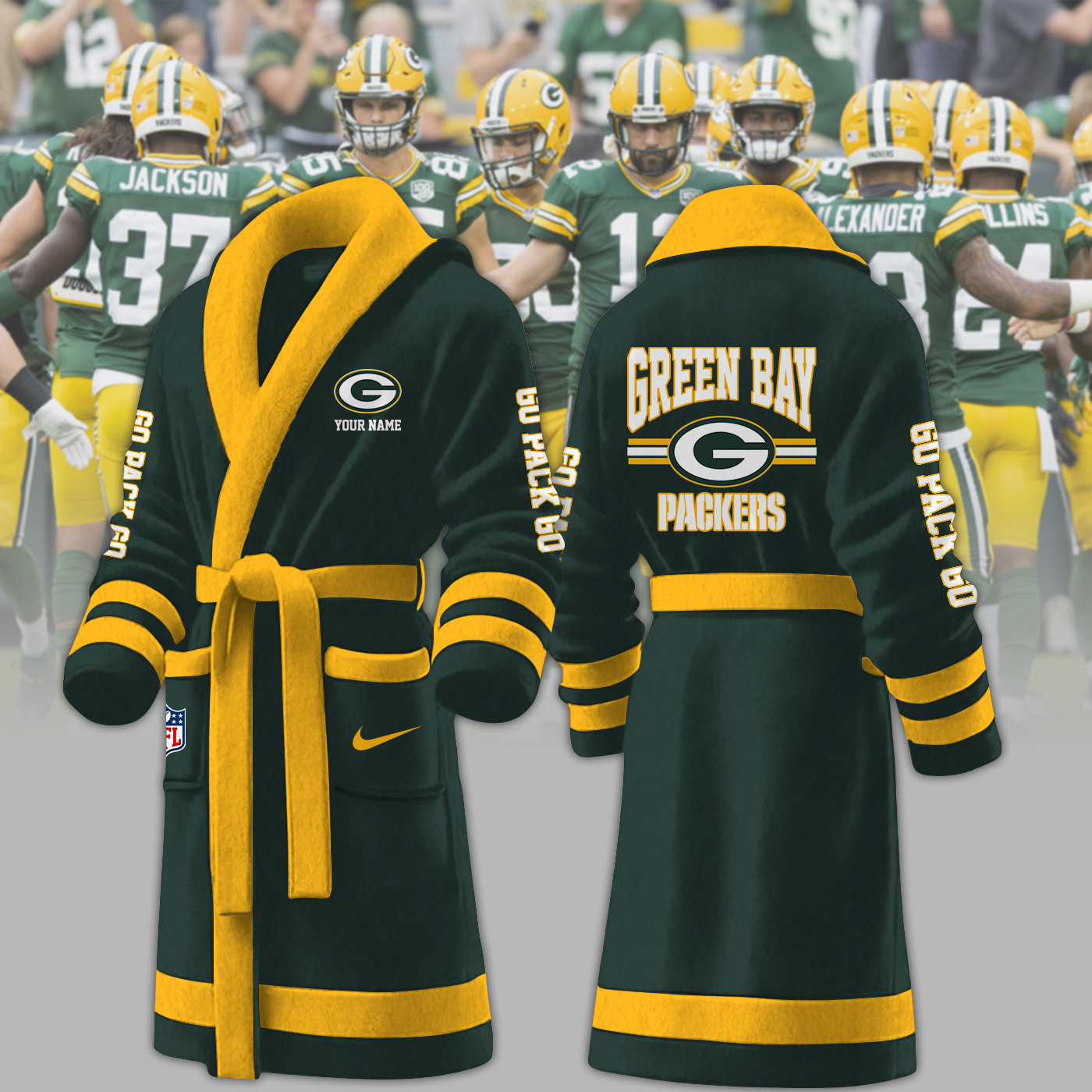 green bay packers nfl personalized fleece bathrobe p0qir