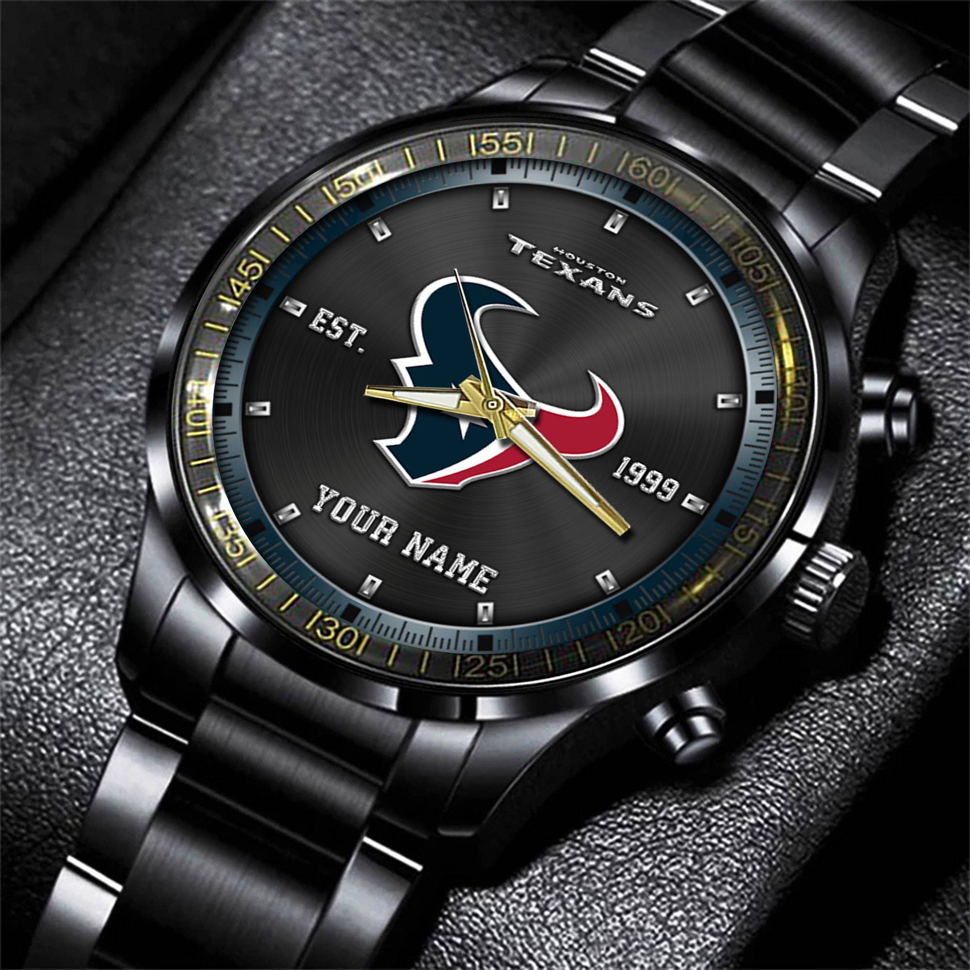 houston texans nfl personalized black fashion watch gifts for fans dplgp