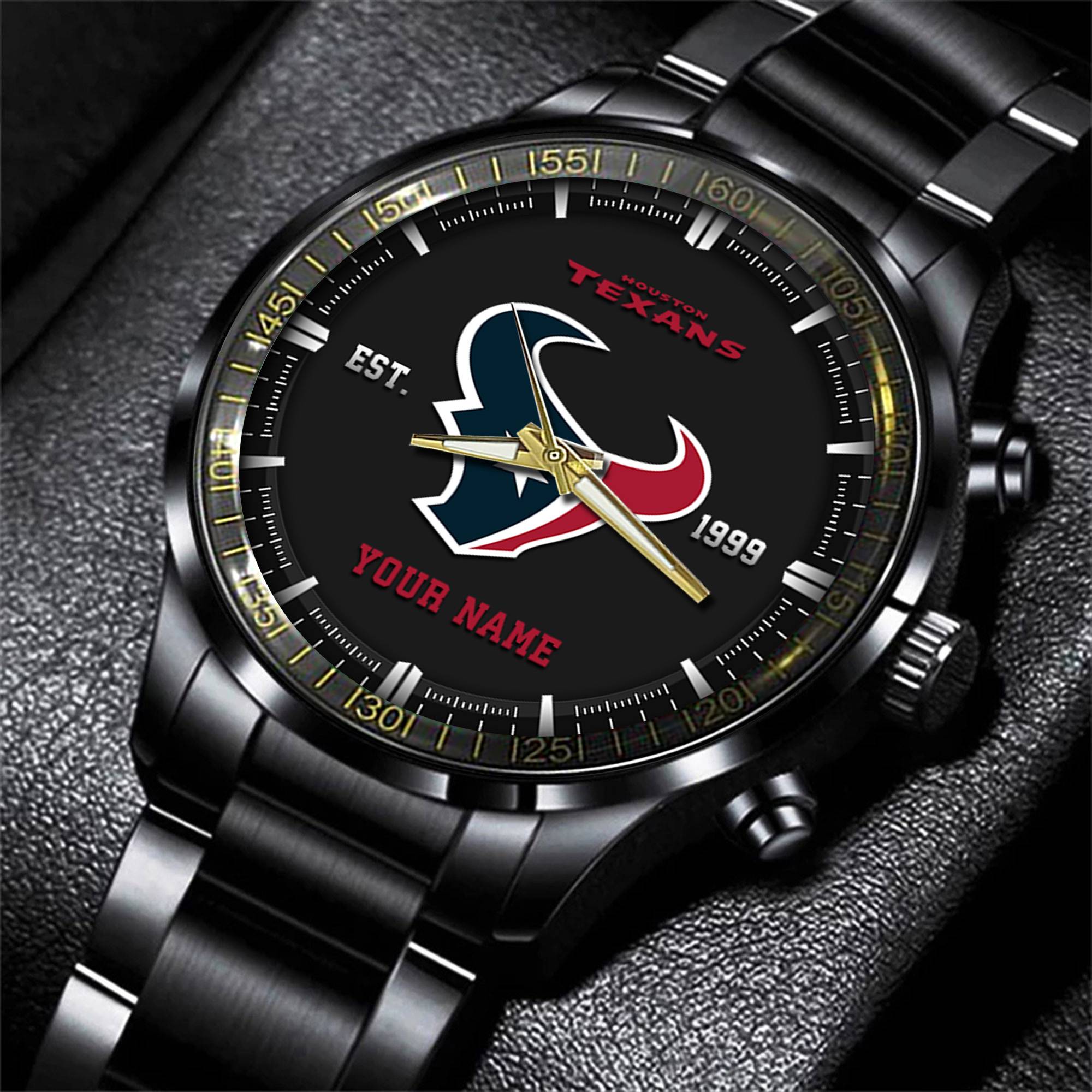 houston texans nfl personalized black fashion watch gifts for fans pmncv