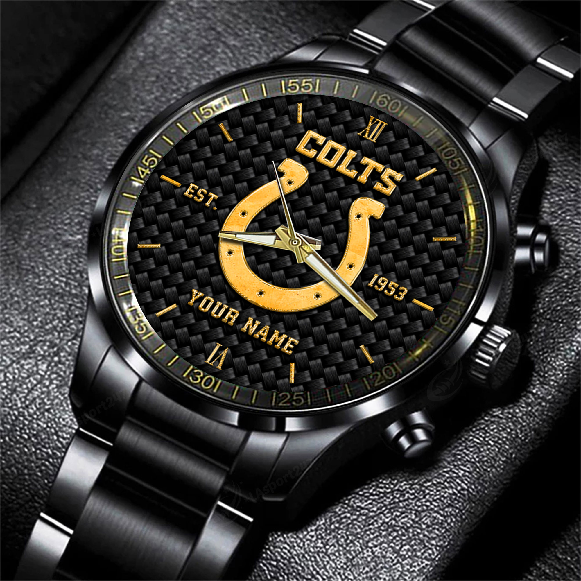 indianapolis colts nfl black fashion hand watch custom your name gift for fan 1htoz