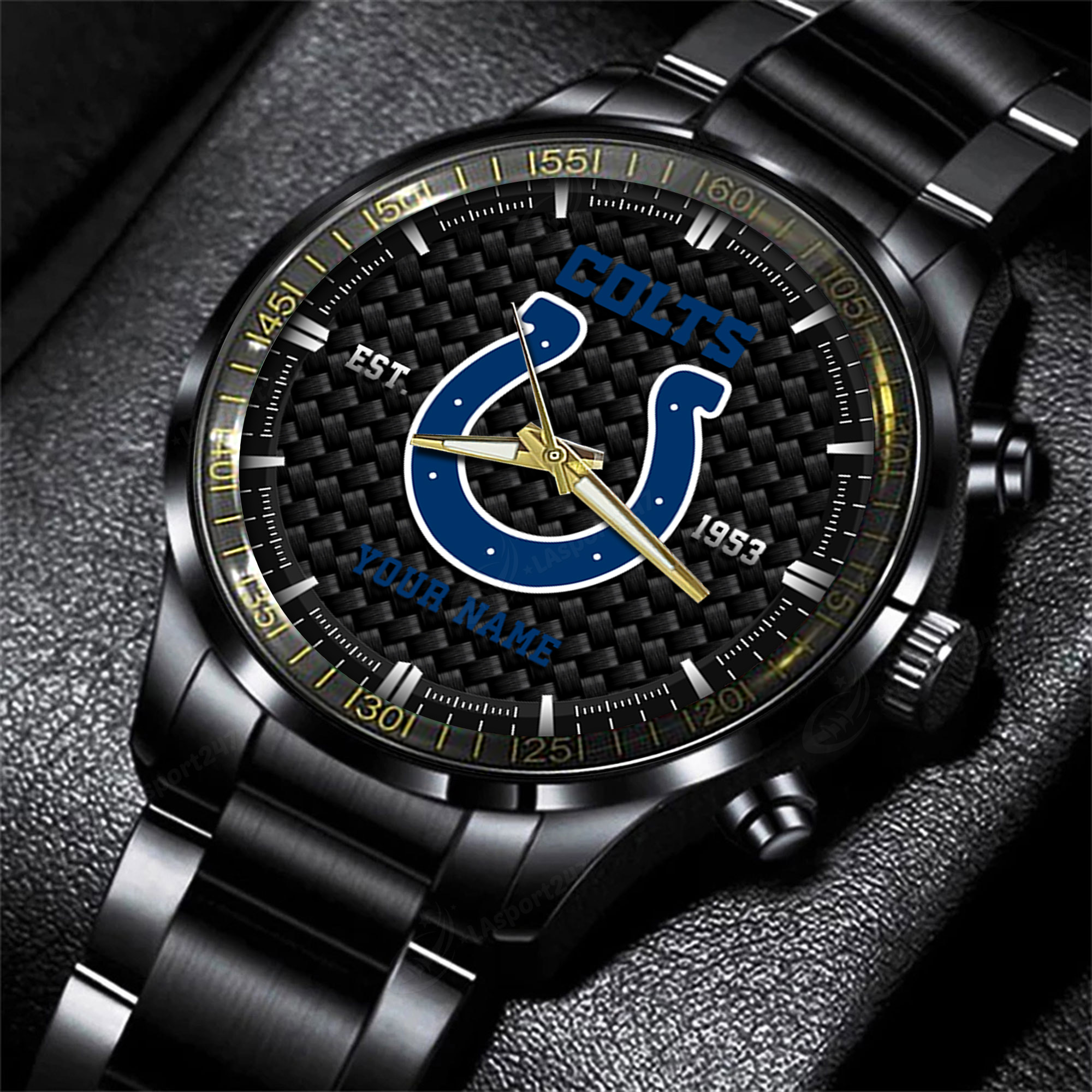 indianapolis colts nfl black fashion hand watch custom your name gift for fan g2xbu