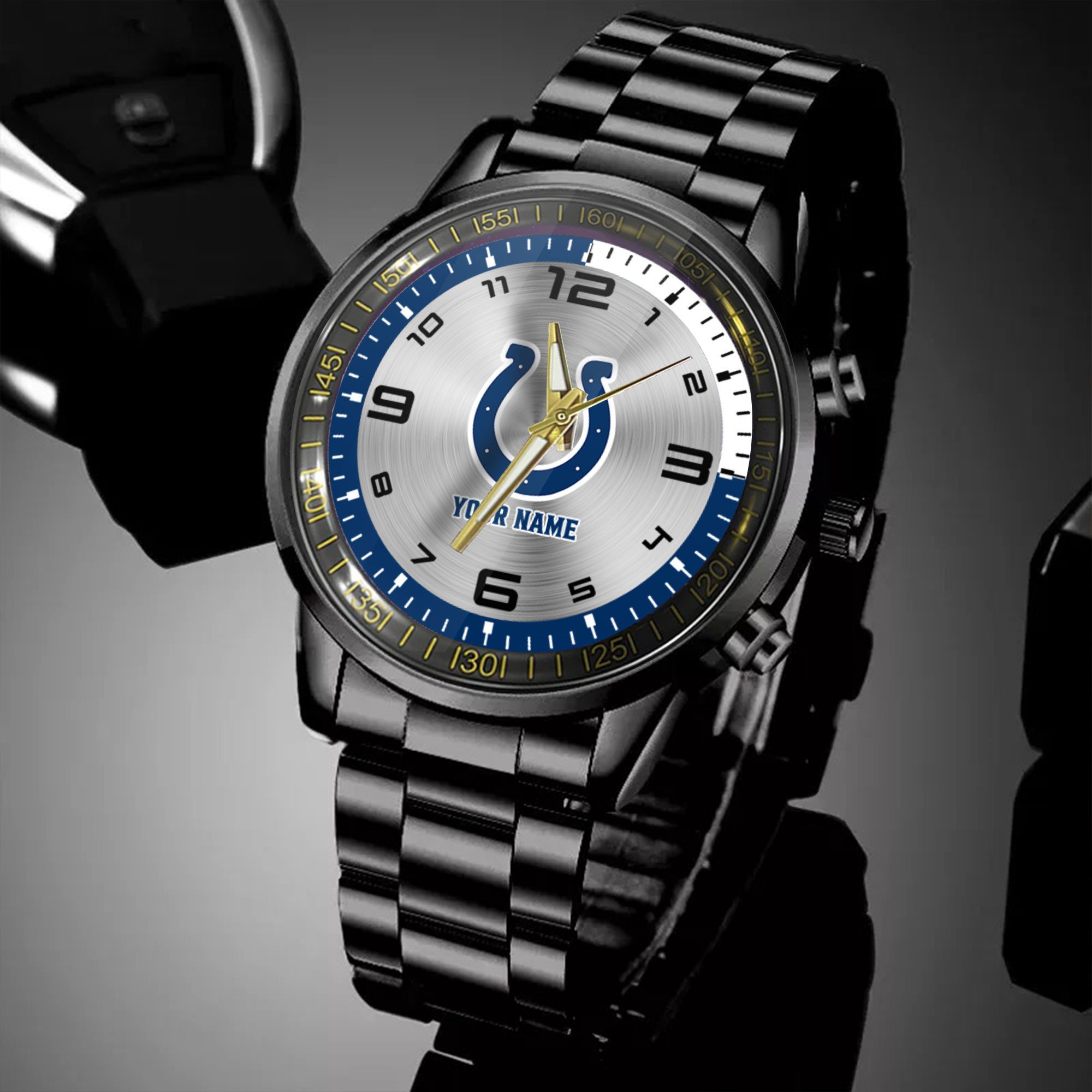 indianapolis colts nfl personalized black hand watch gifts for fans dme1f