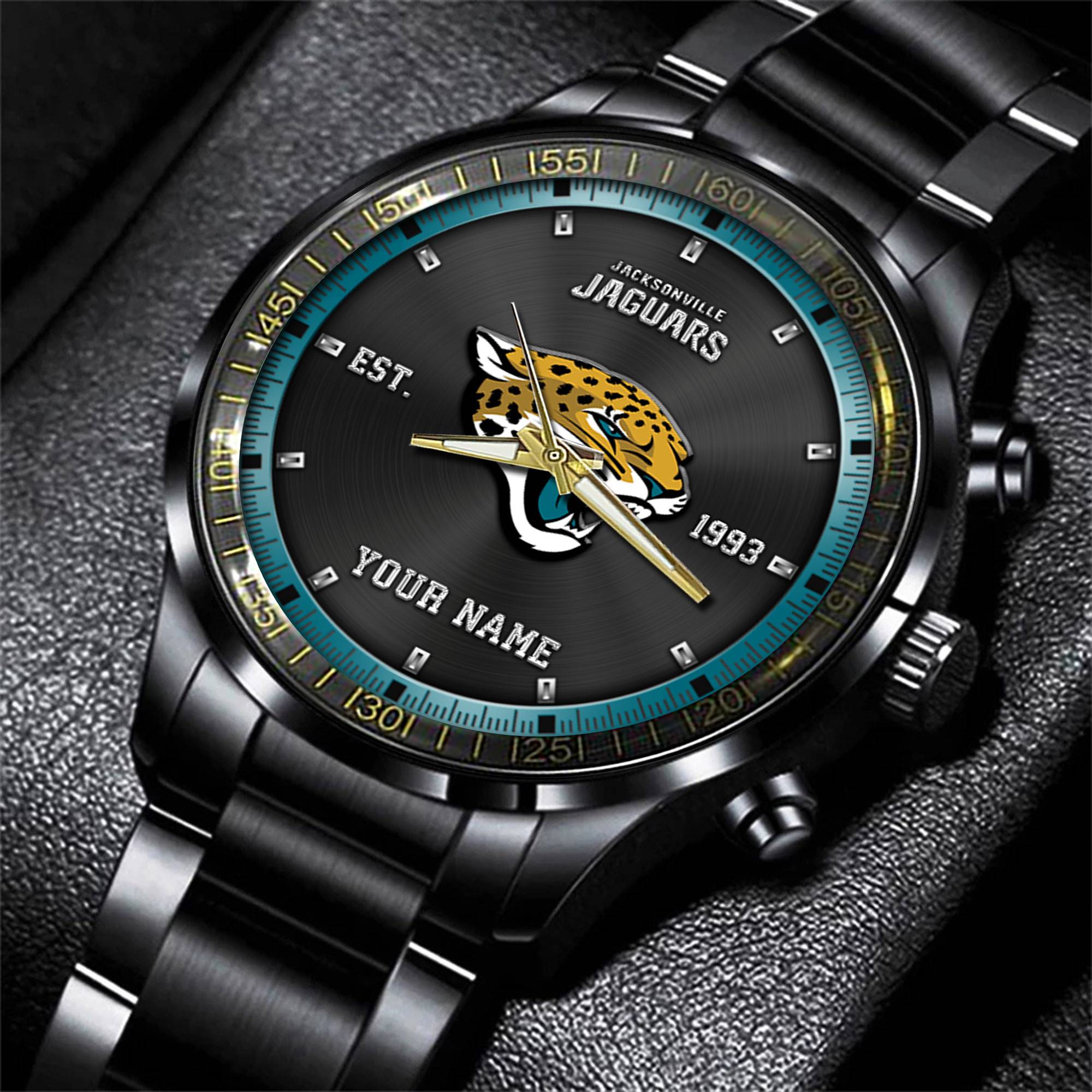 jacksonville jaguars nfl personalized black fashion watch gifts for fans 5asef