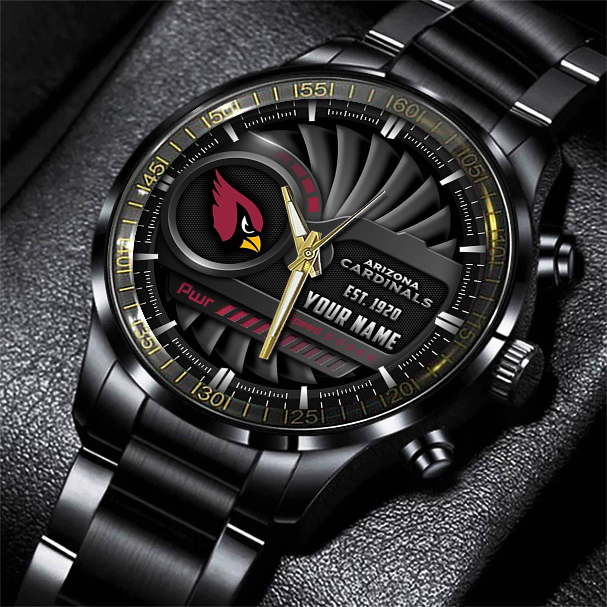 jwfancy arizona cardinals nfl black fashion watch custom your name 6fony