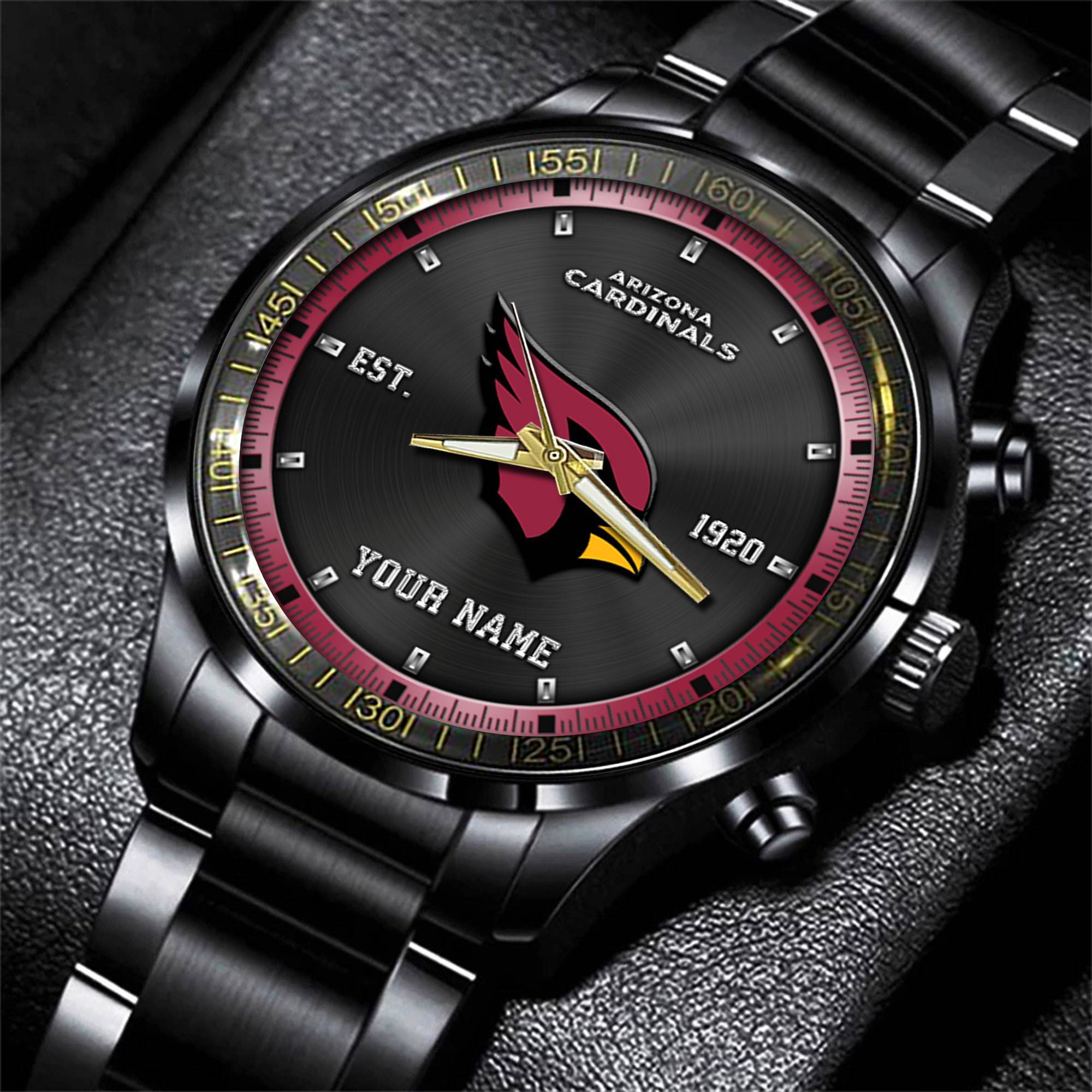 jwfancy arizona cardinals nfl black fashion watch custom your name wcta4