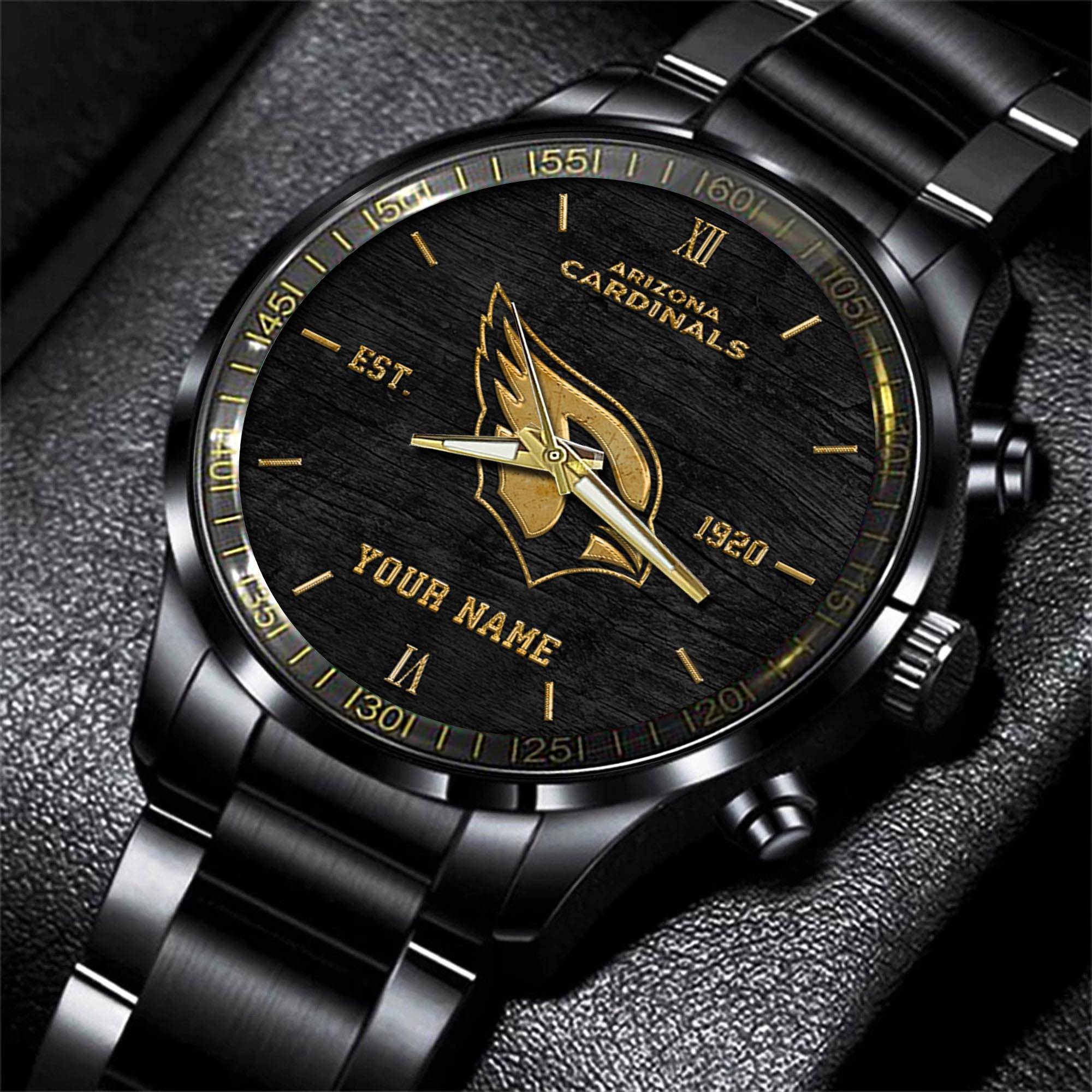 jwfancy arizona cardinals nfl black fashion watch custom your name xcpqk