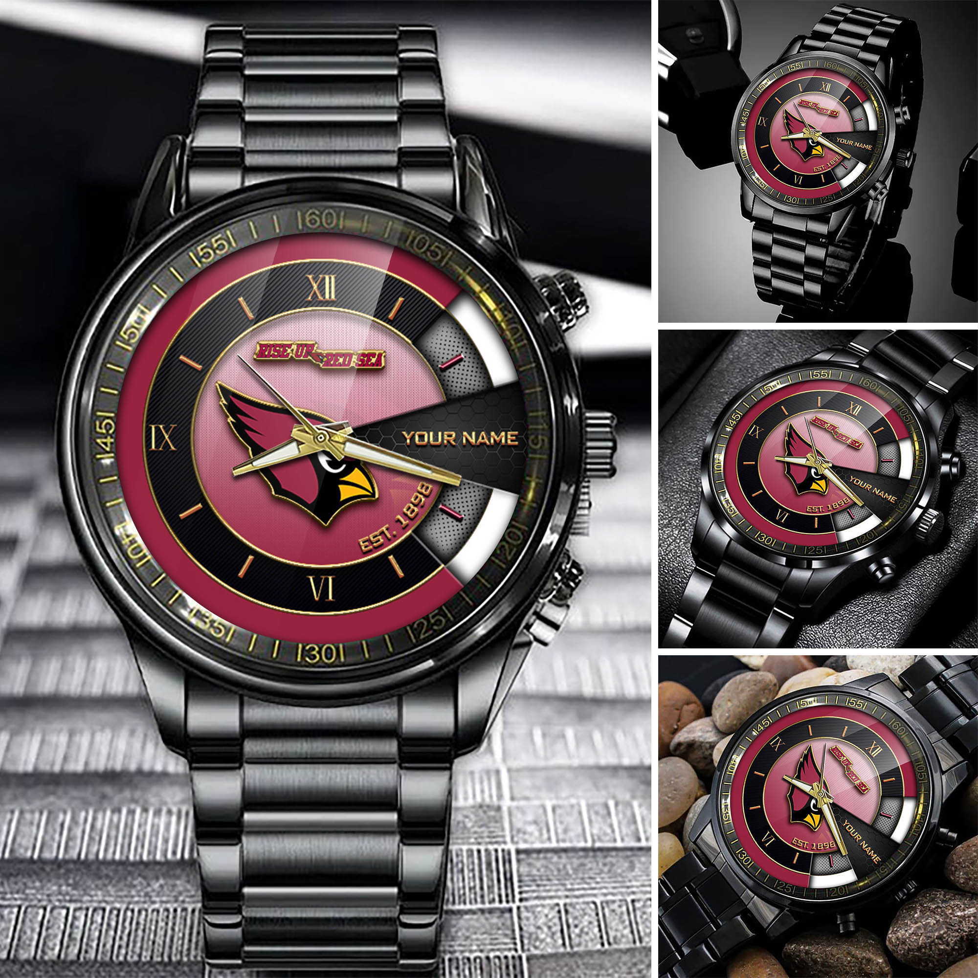 jwfancy arizona cardinals nfl black fashion watch customize your name fan gifts dkywa