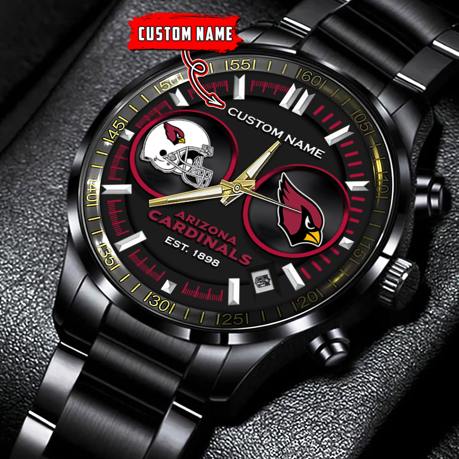 jwfancy arizona cardinals nfl personalized black stainless steel watch gift for fans y2wkw