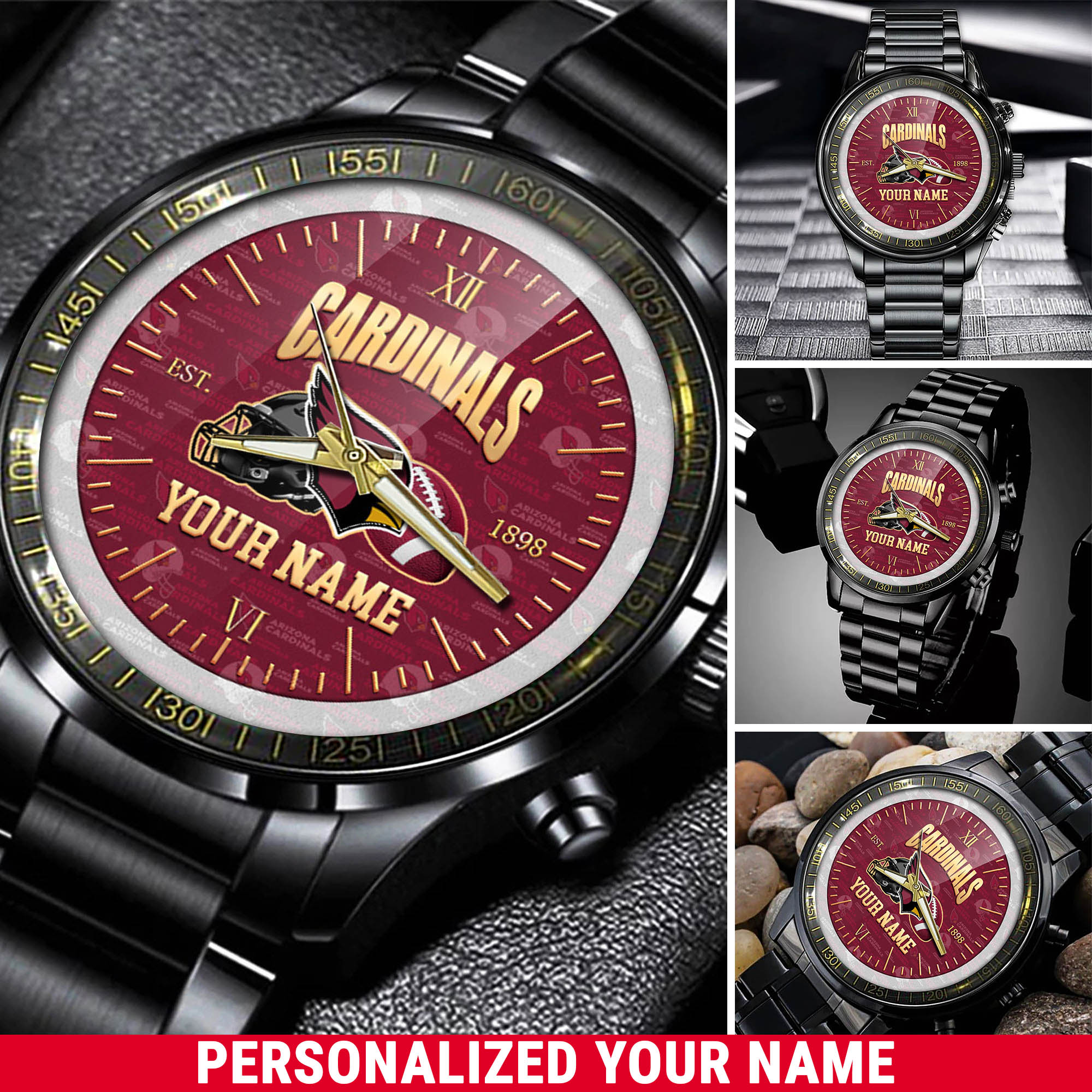 jwfancy arizona cardinals nfl personalized black watch new collection for fans zkoxg