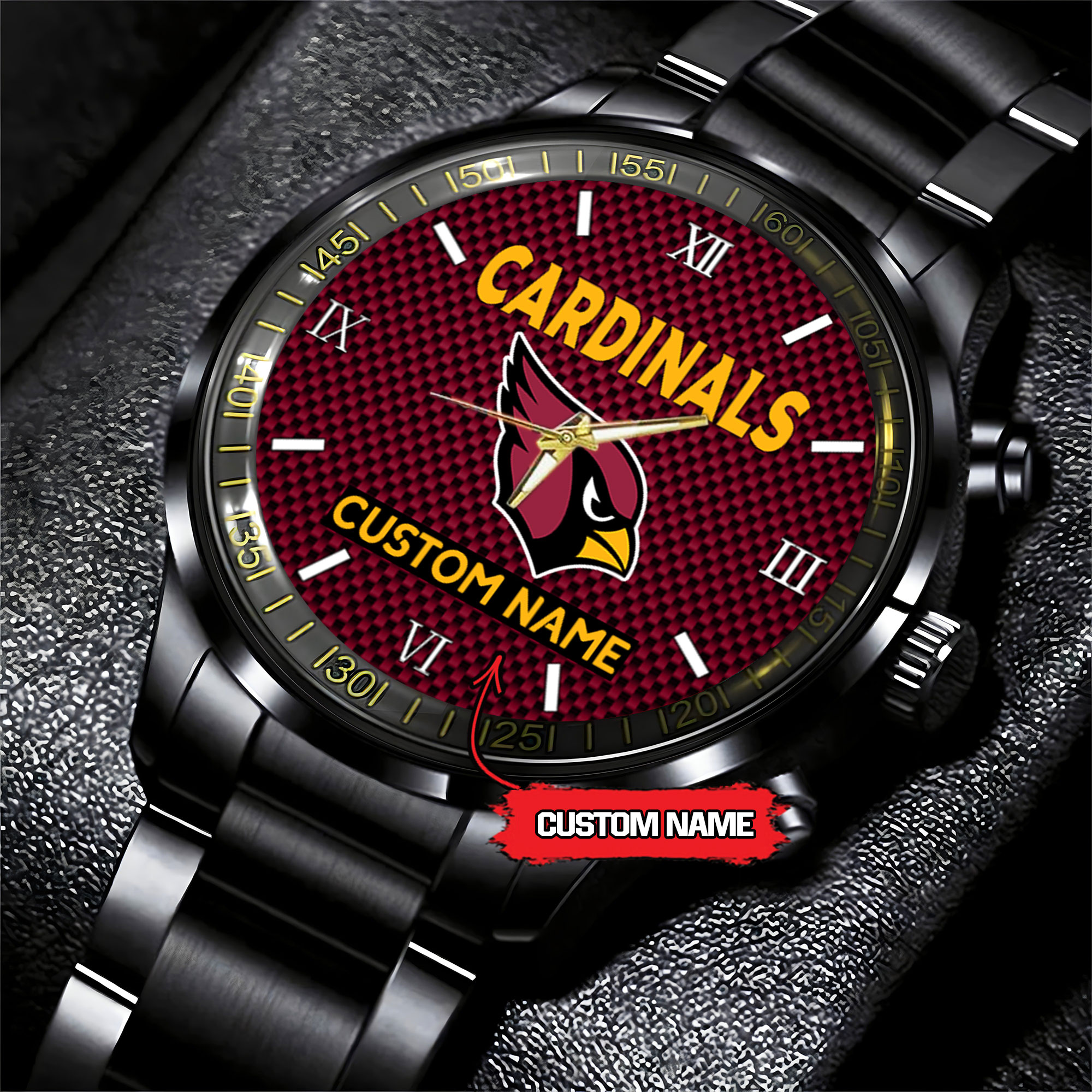 jwfancy arizona cardinals nfl personalized custom black fashion watch gift for fans jeddj