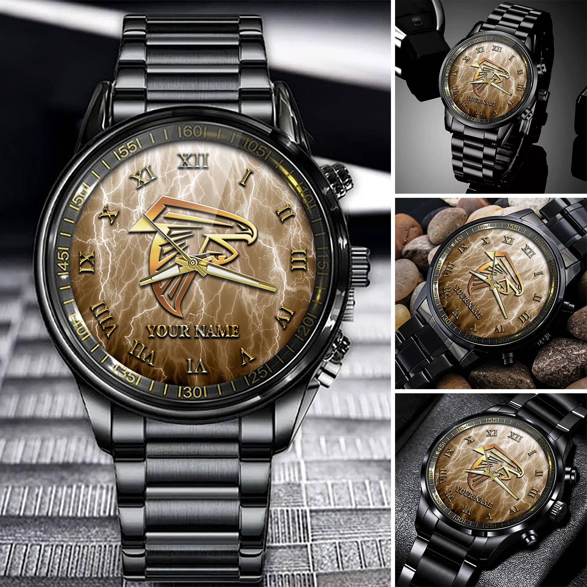 jwfancy atlanta falcons nfl black fashion watch custom your name fohqs