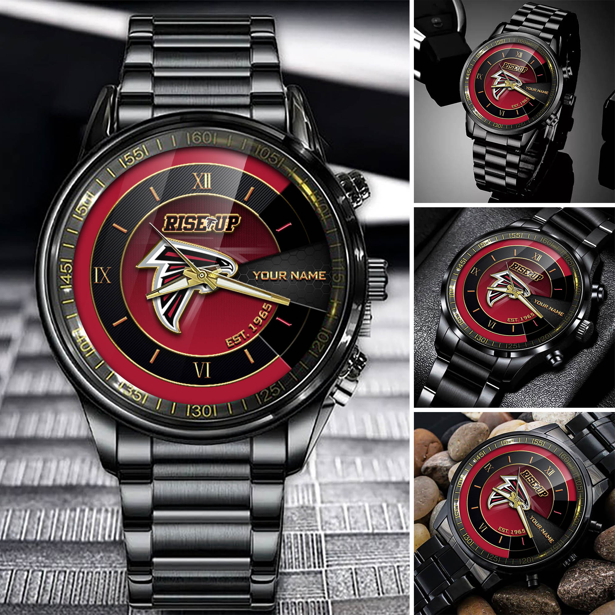 jwfancy atlanta falcons nfl black fashion watch customize your name fan gifts iepvk