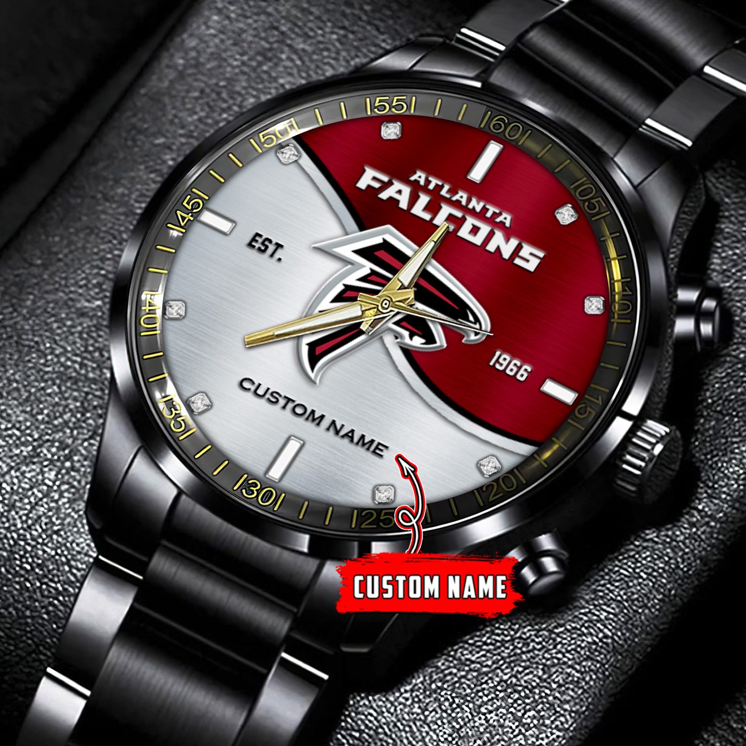 jwfancy atlanta falcons nfl personalized black stainless steel watch gift for fans qoo7e