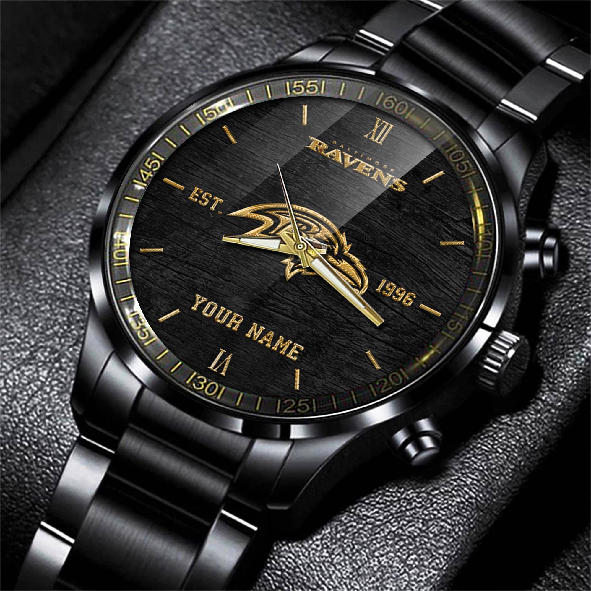 jwfancy baltimore ravens nfl black fashion watch custom your name lupax