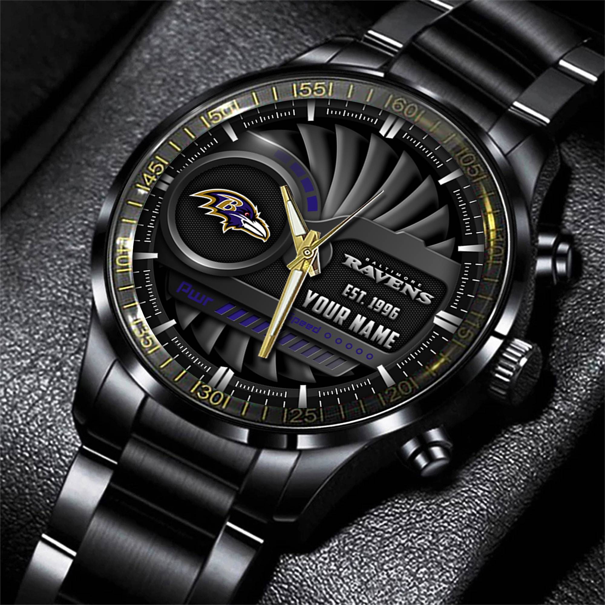 jwfancy baltimore ravens nfl black fashion watch custom your name xtf7l