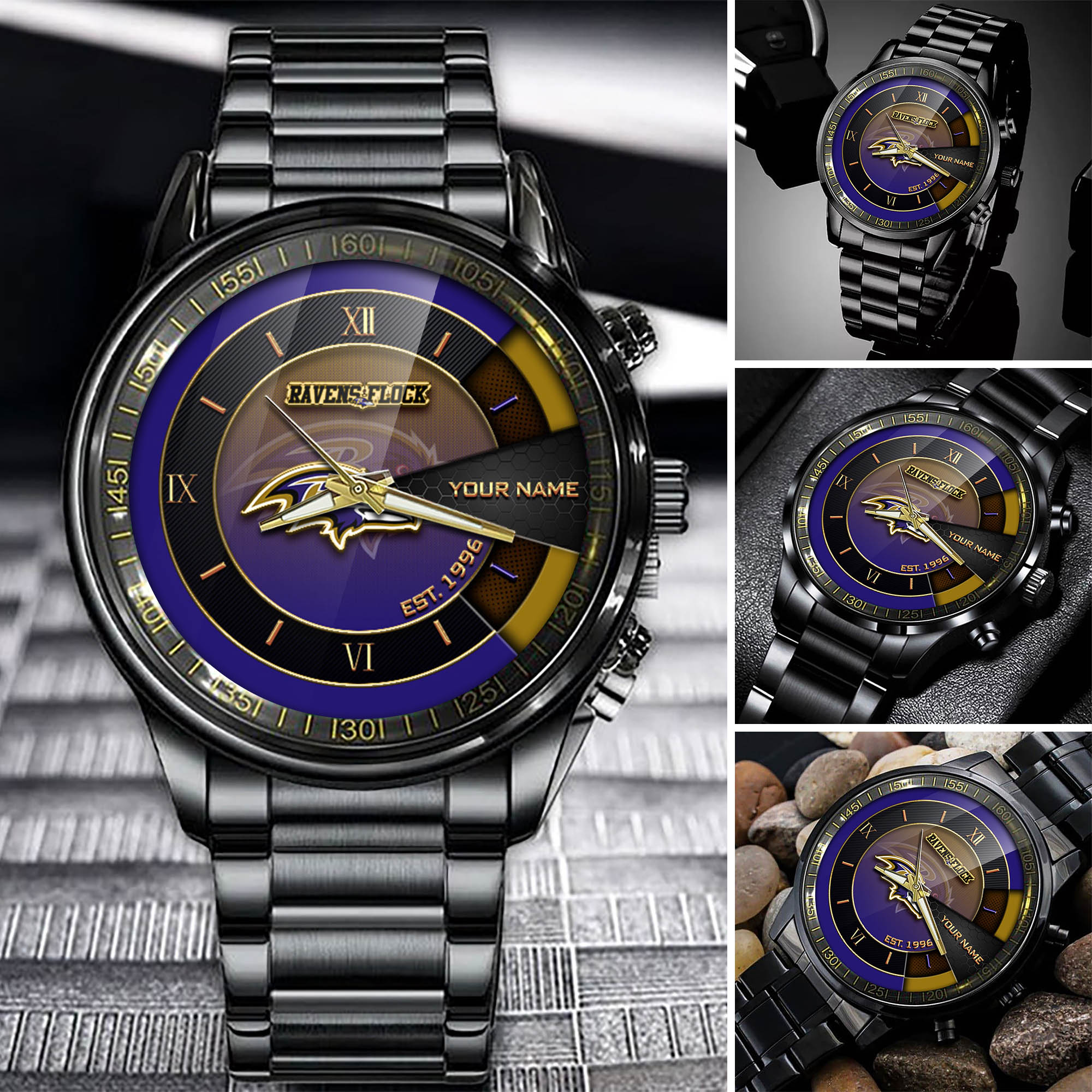 jwfancy baltimore ravens nfl black fashion watch customize your name fan gifts 2mmlh