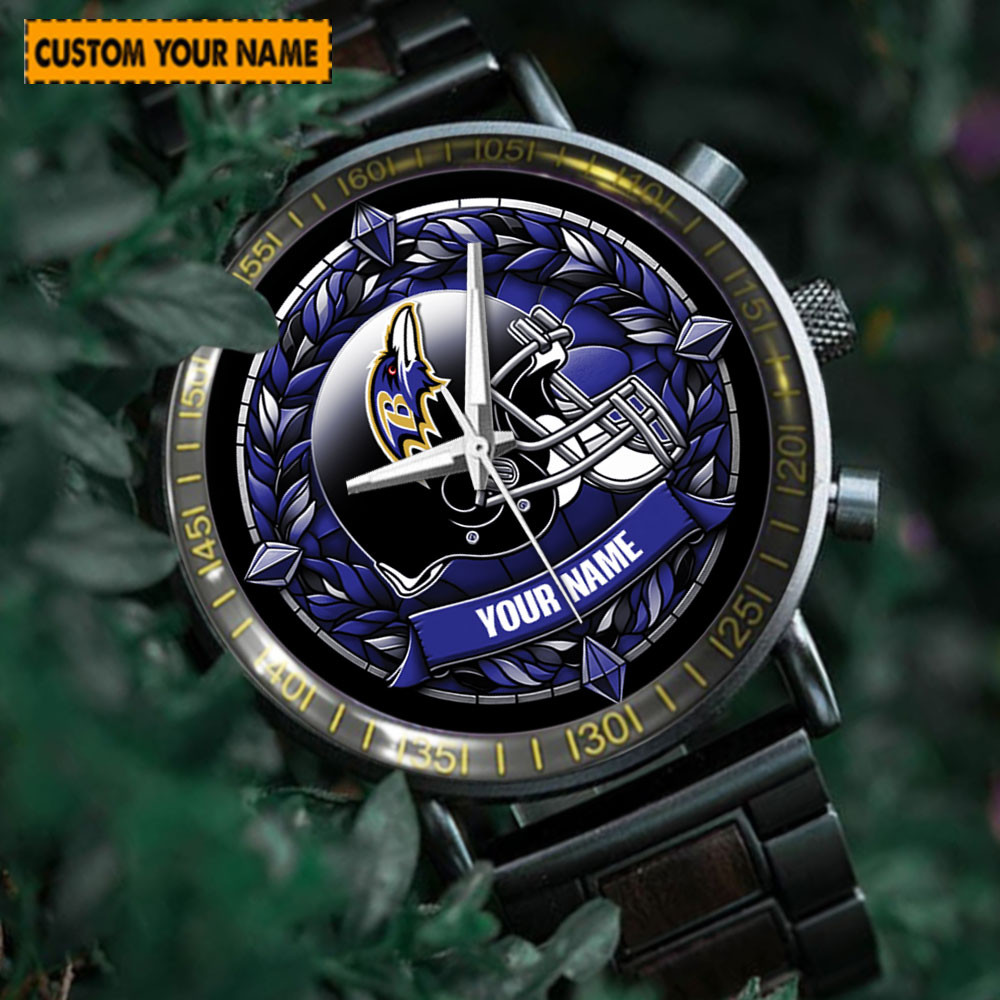 jwfancy baltimore ravens nfl new personalized hand watch for fan xkry0