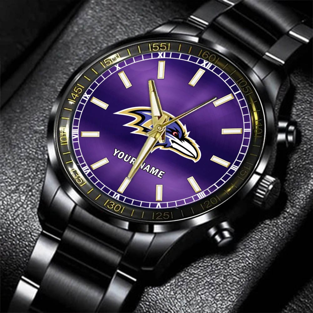 jwfancy baltimore ravens nfl personalized black hand watch gifts for fans y0zlj