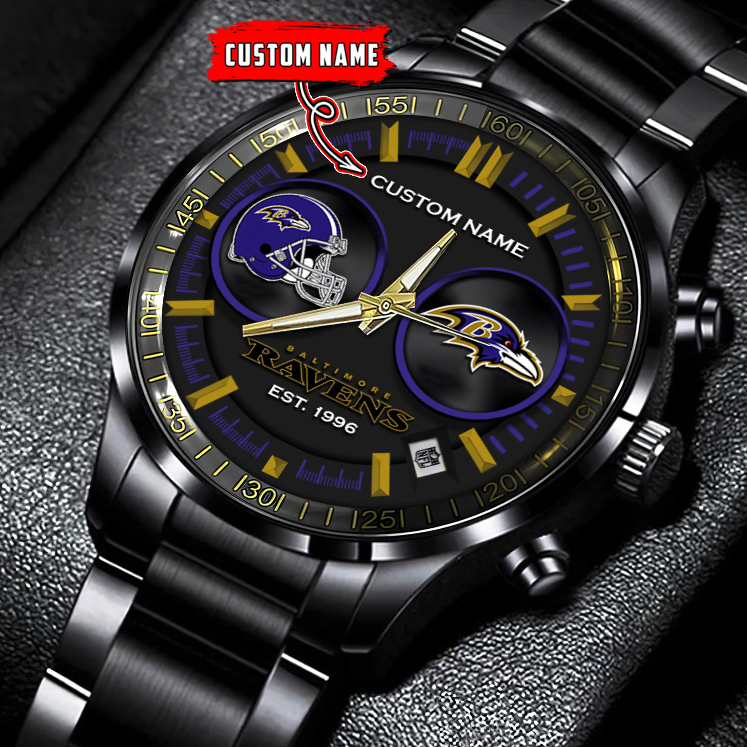 jwfancy baltimore ravens nfl personalized black stainless steel watch gift for fans k3wes