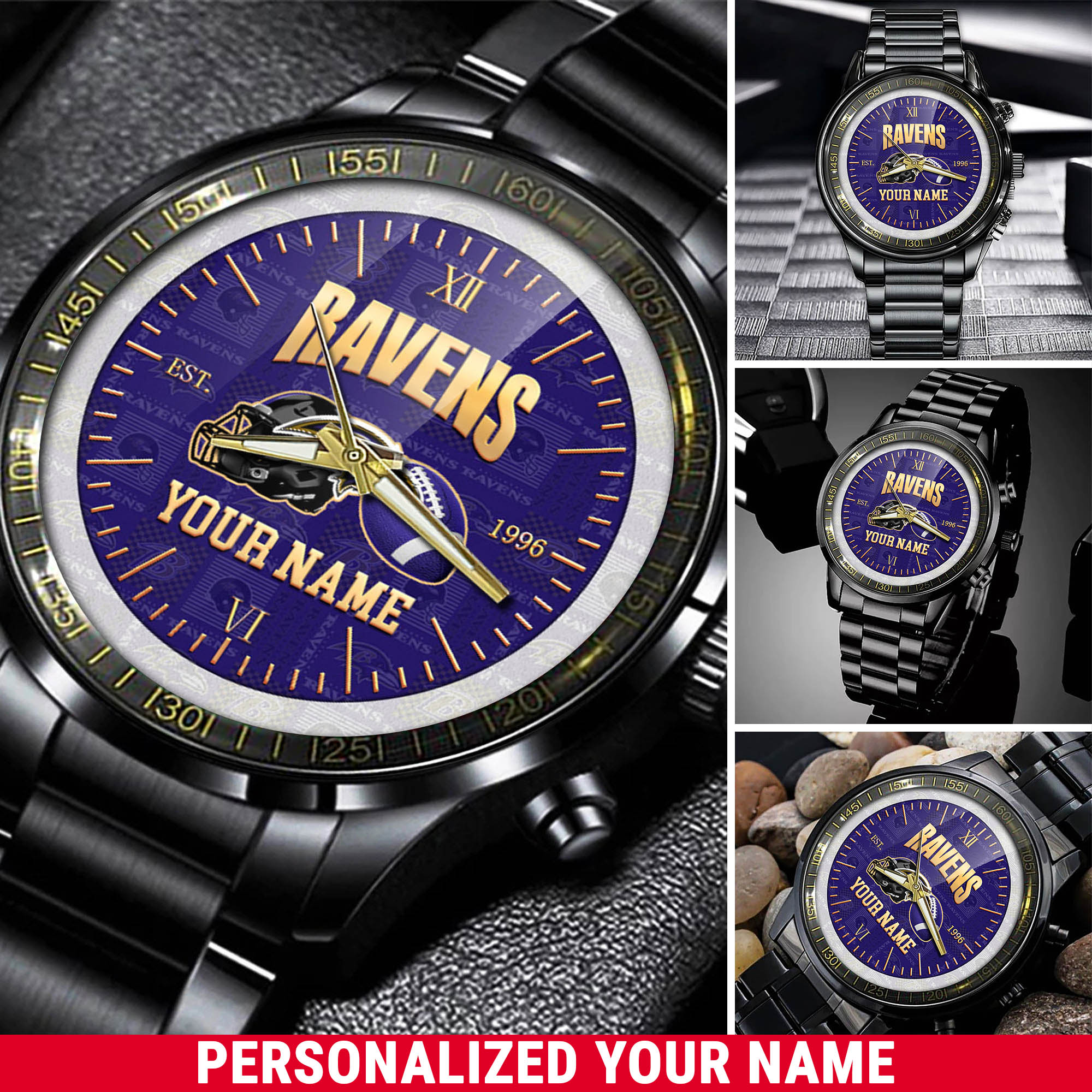 jwfancy baltimore ravens nfl personalized black watch new collection for fans zfhwo