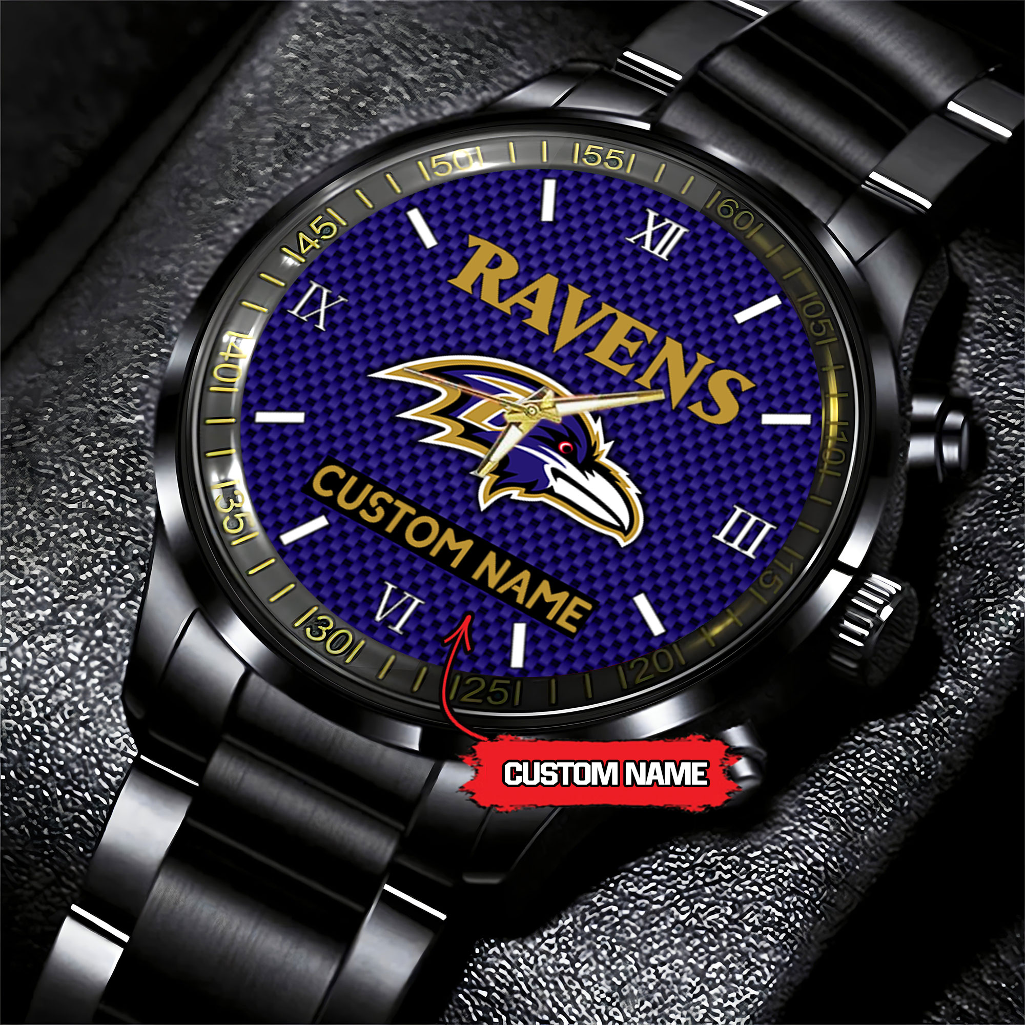 jwfancy baltimore ravens nfl personalized custom black fashion watch gift for fans gevyd