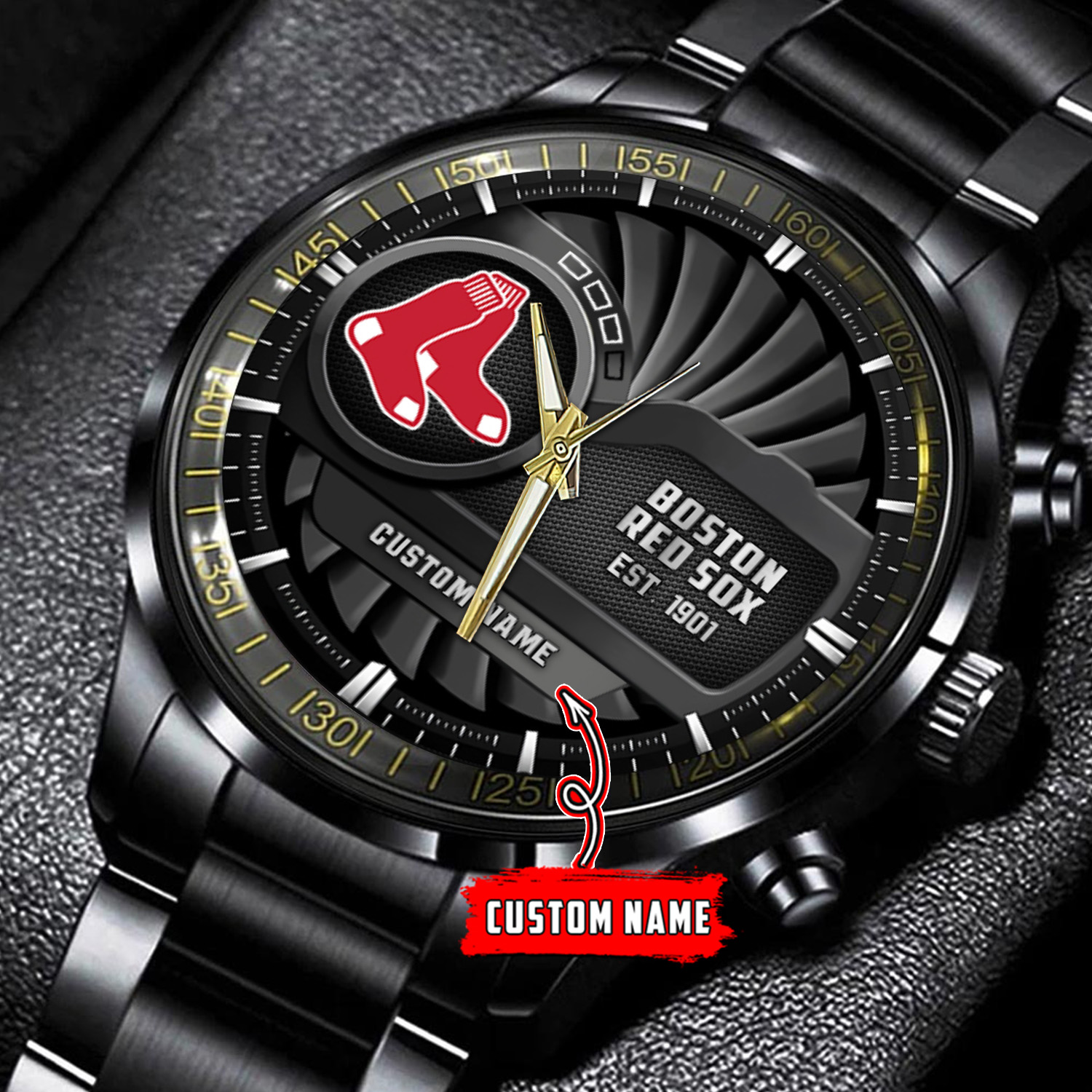 jwfancy boston red sox mlb personalized black hand watch gift for fans cny6j