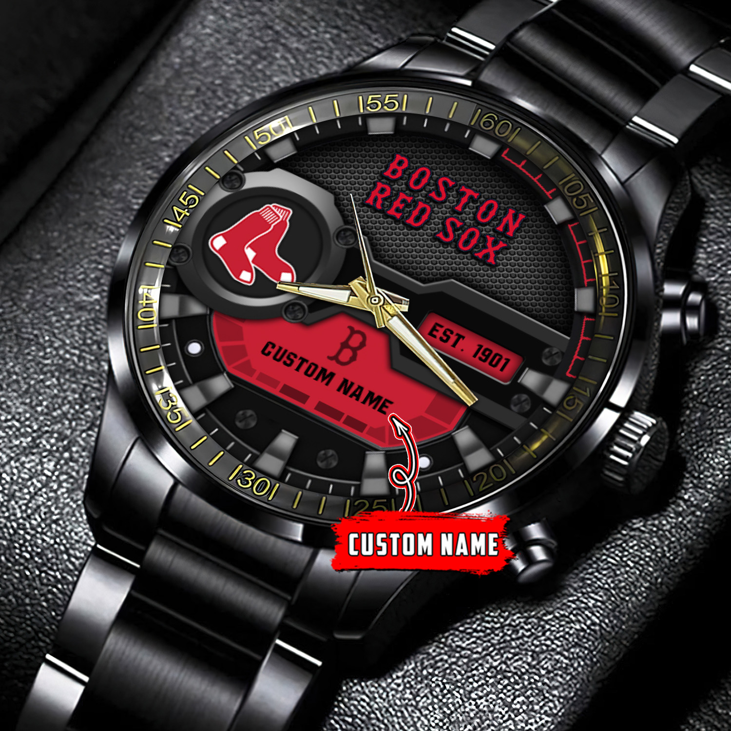 jwfancy boston red sox mlb personalized black hand watch gift for fans ixycv