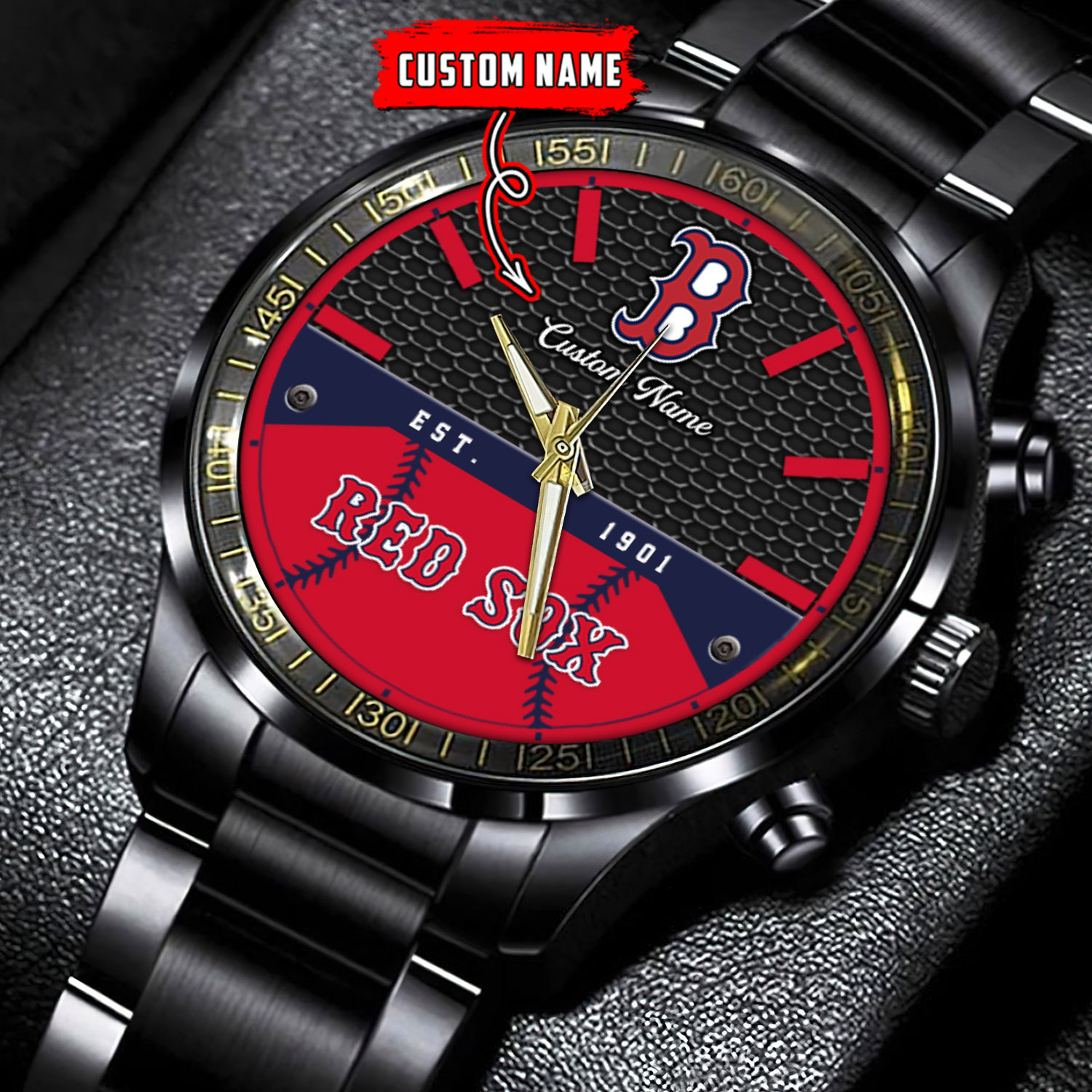 jwfancy boston red sox mlb personalized black stainless steel watch for fan ofhck