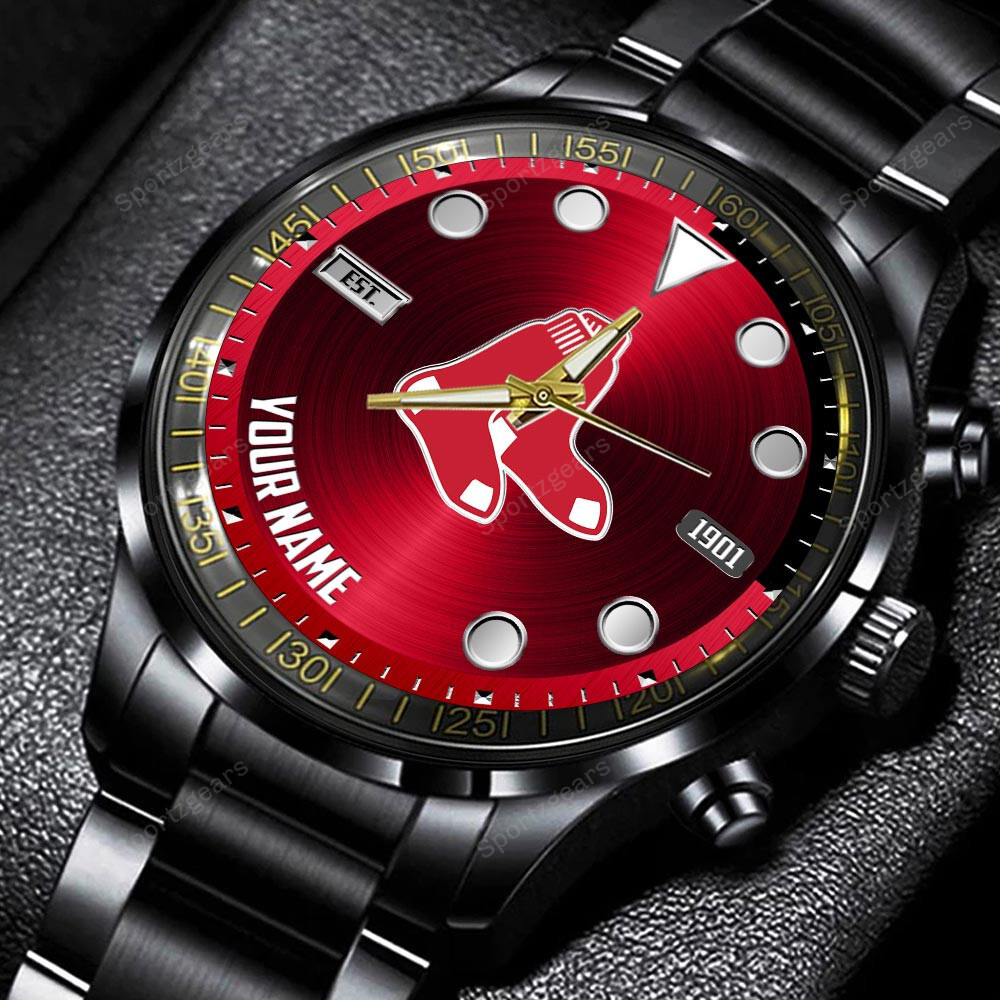 jwfancy boston red sox mlb personalized new black hand watch gift for fans bk26t