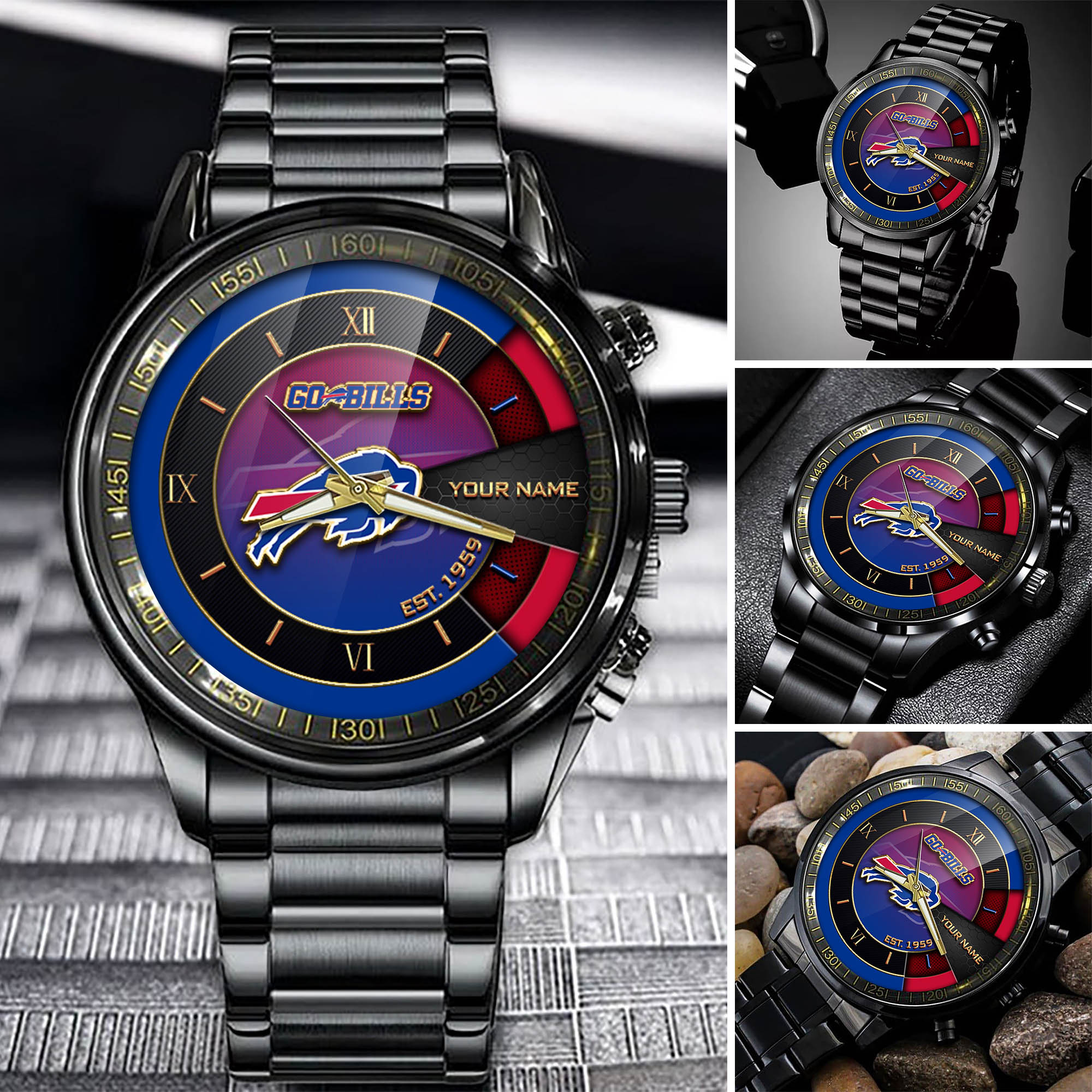 jwfancy buffalo bills nfl black fashion watch customize your name fan gifts ym5ky