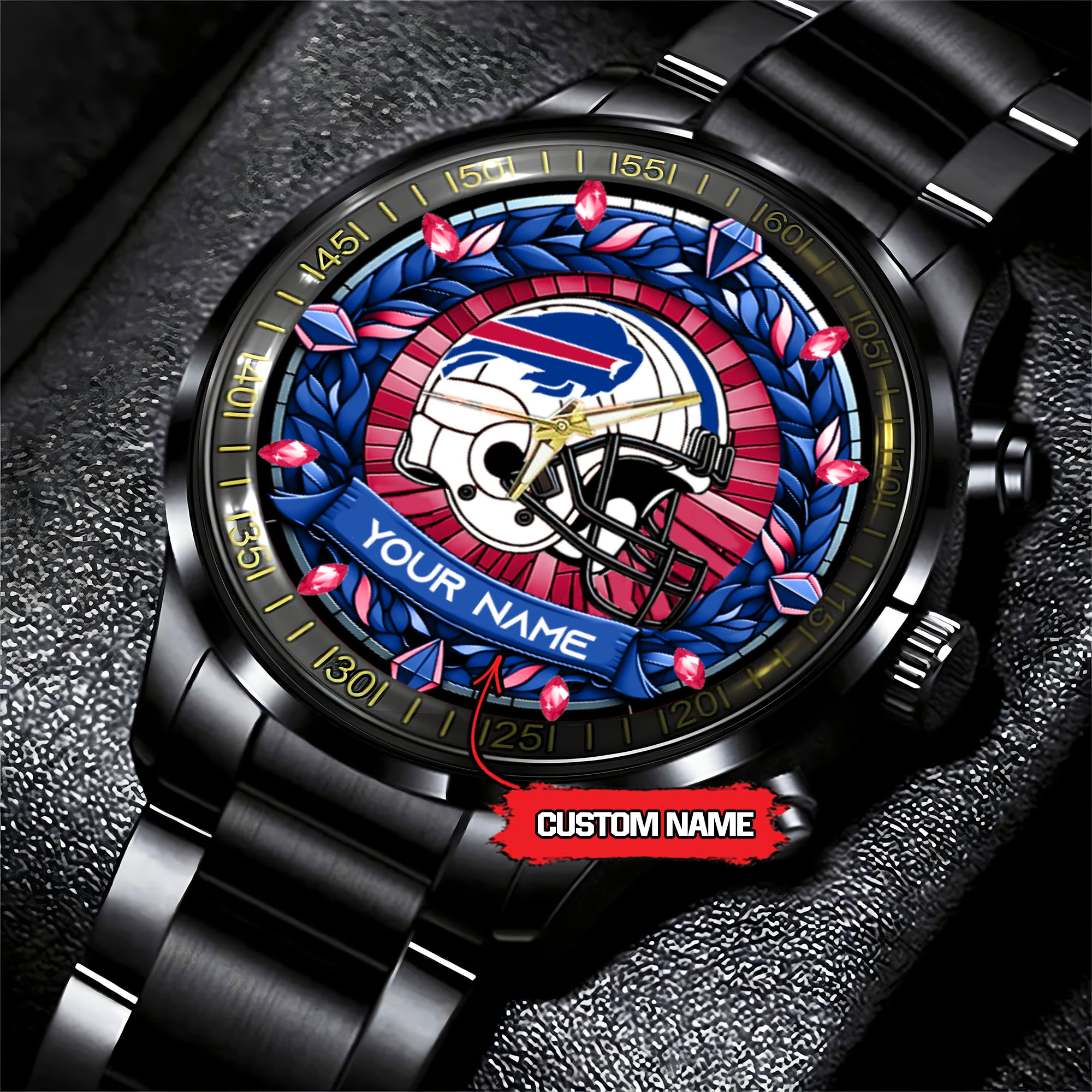 jwfancy buffalo bills nfl personalized black stainless steel watch gift for fan d7tir