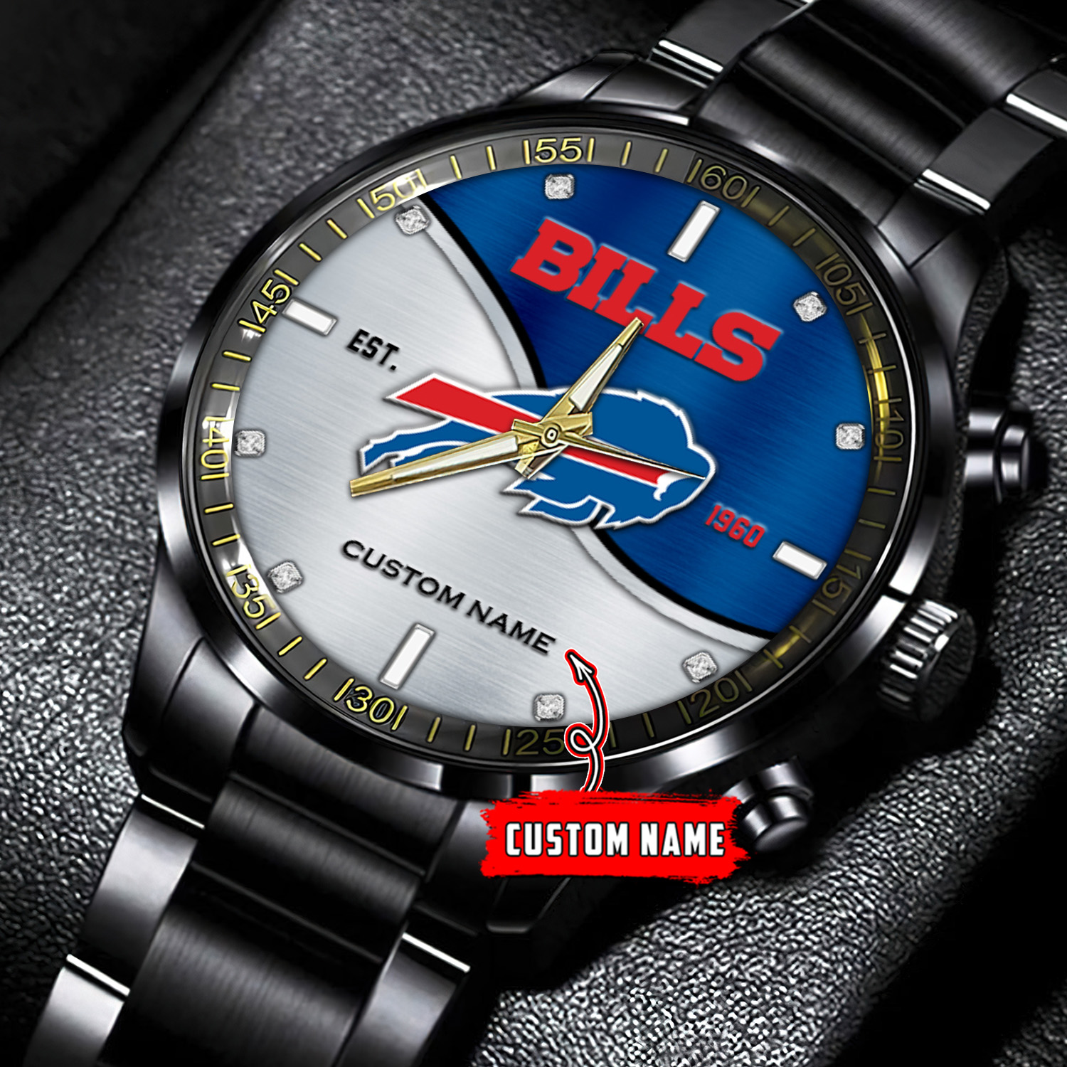 jwfancy buffalo bills nfl personalized black stainless steel watch gift for fans hdpq6