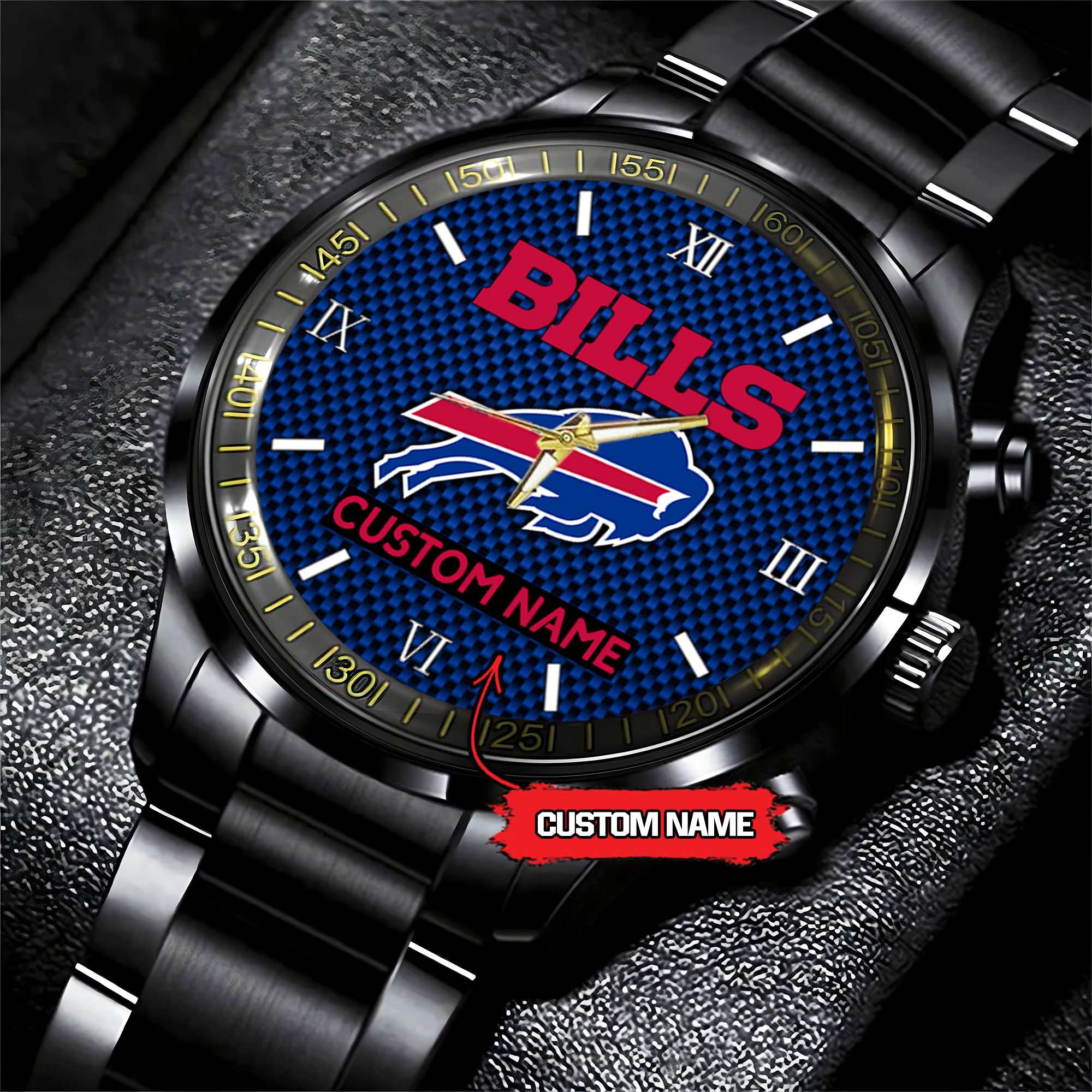 jwfancy buffalo bills nfl personalized custom black fashion watch gift for fans w1n3r