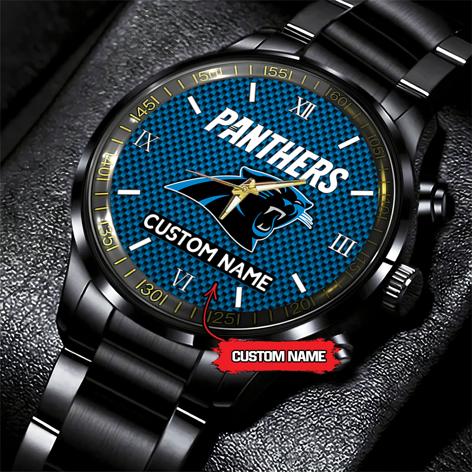 jwfancy carolina panthers nfl personalized custom black fashion watch gift for fans rqptp