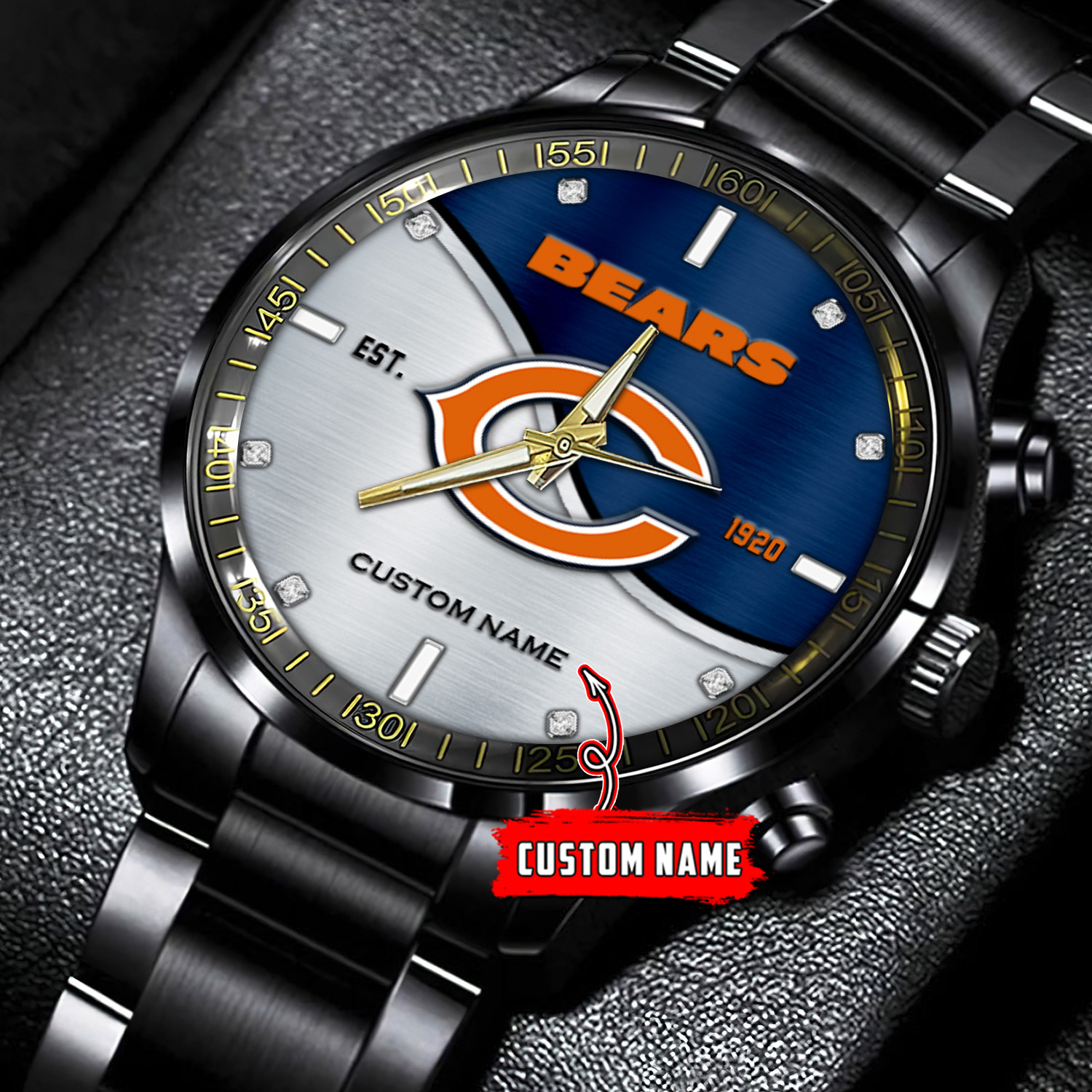 jwfancy chicago bears nfl personalized black stainless steel watch gift for fans c8zve