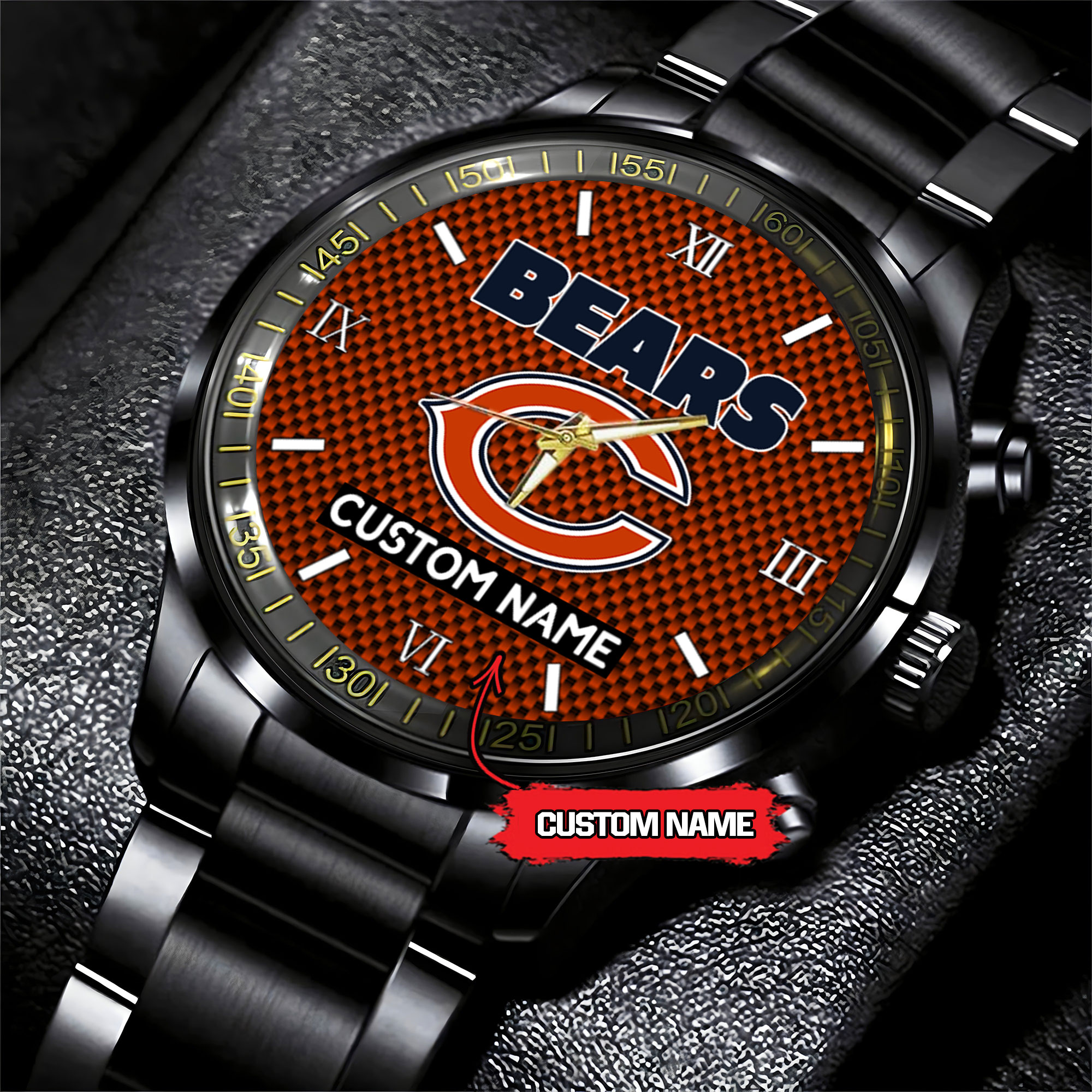 jwfancy chicago bears nfl personalized custom black fashion watch gift for fans rdgeu