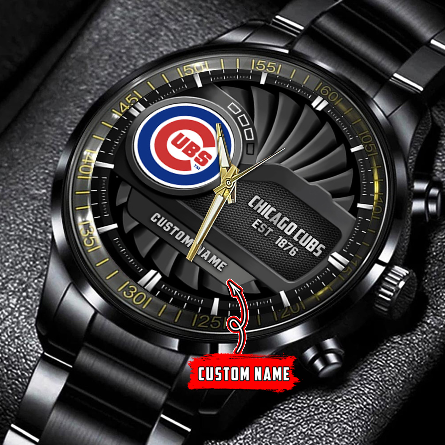 jwfancy chicago cubs mlb personalized black hand watch gift for fans d4jvv