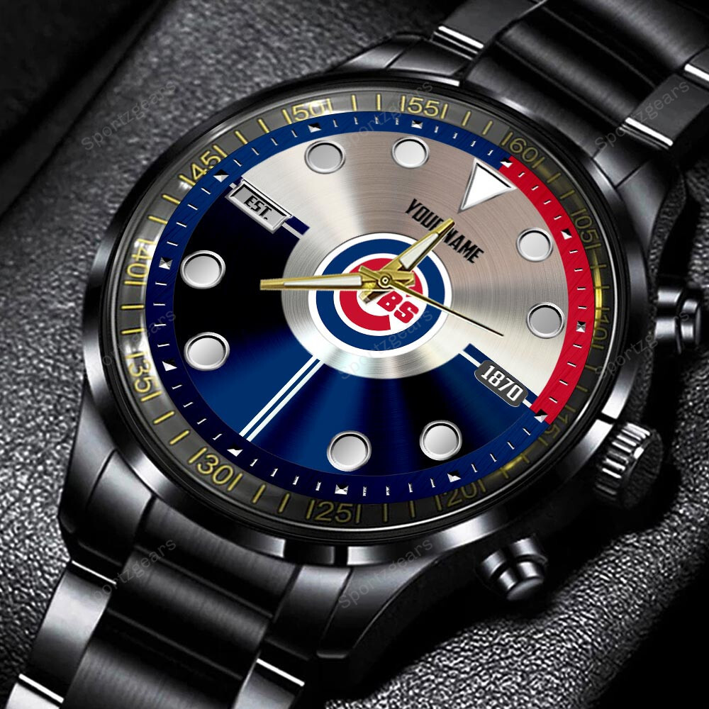 jwfancy chicago cubs mlb personalized new black hand watch gift for fans yhknw